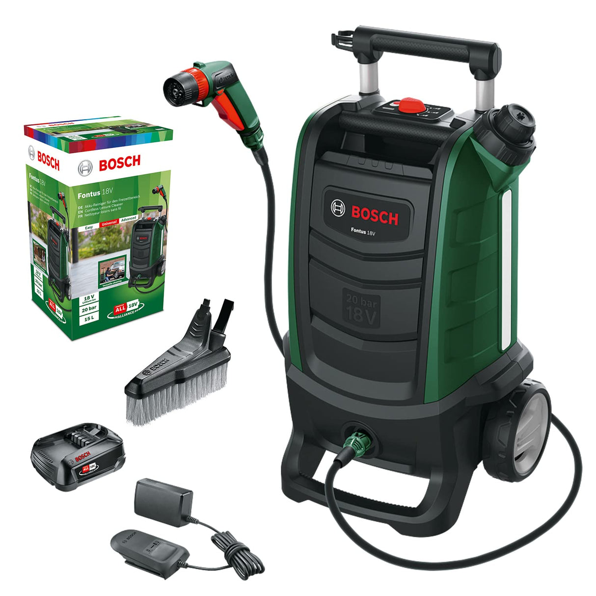 Bosch hidrolimpiadora de exteriores a batería Fontus 18V (1 batería, sistema de 18 V, en caja)