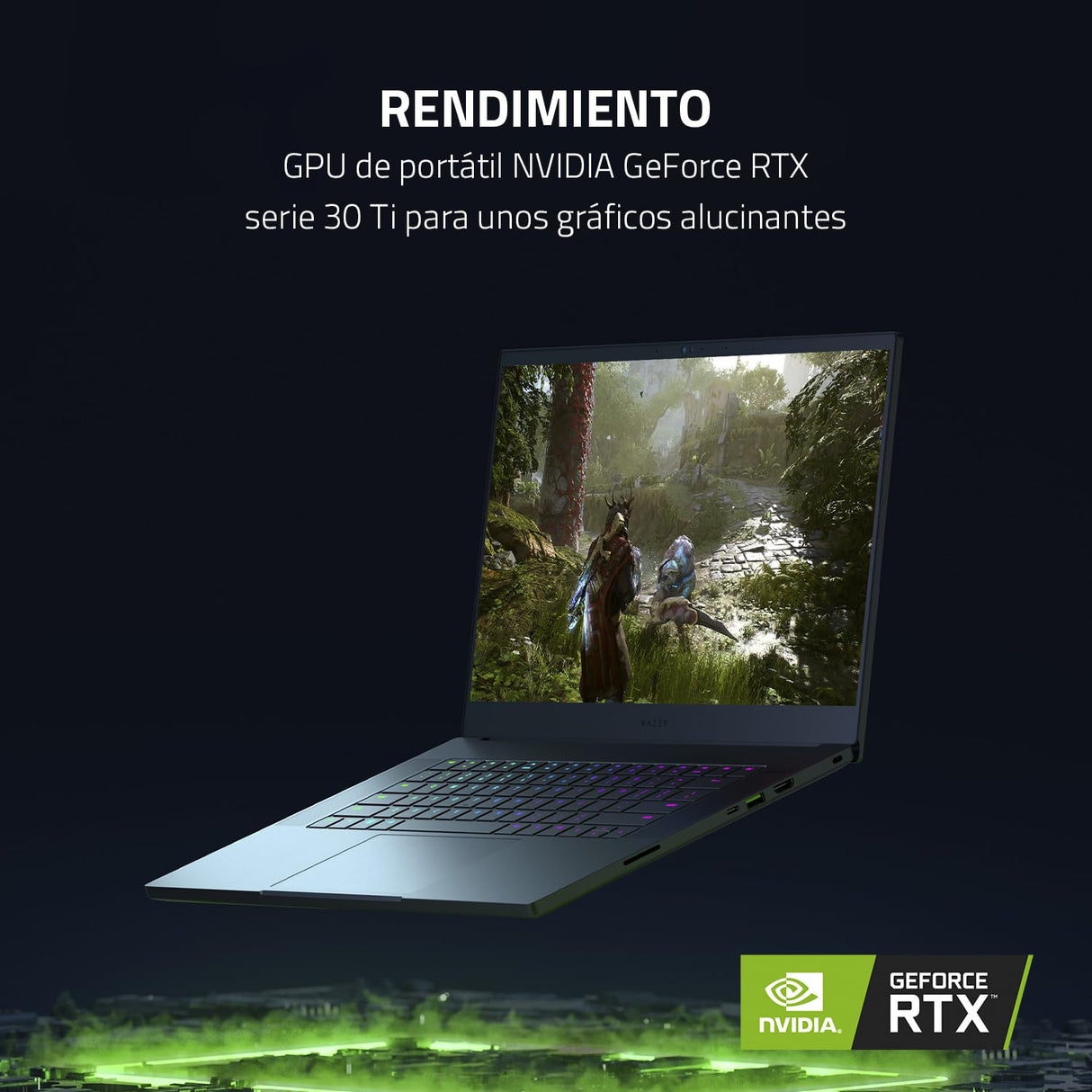 Razer Blade 15 - PC Portátil 15" QHD 240Hz 2,5 ms - Intel Core i7 12800H, RTX3080Ti 32Gb RAM DDR5 4800 MHz 1TB PCIE 4.0 SSD - QWERTY español ES-Teclado | Negro
