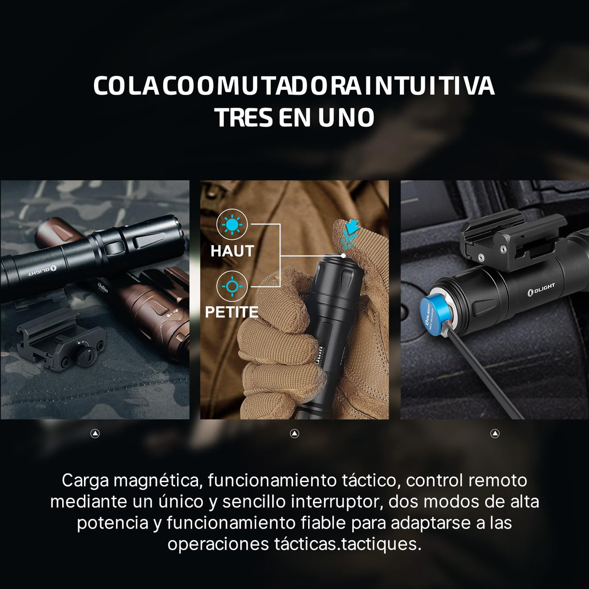 OLIGHT Odin Linterna Táctica Con Batería Recargable Diseñada Profesionalmente 2000 Lúmenes 300 Metros Potente Actividades Deportivas(Negro)