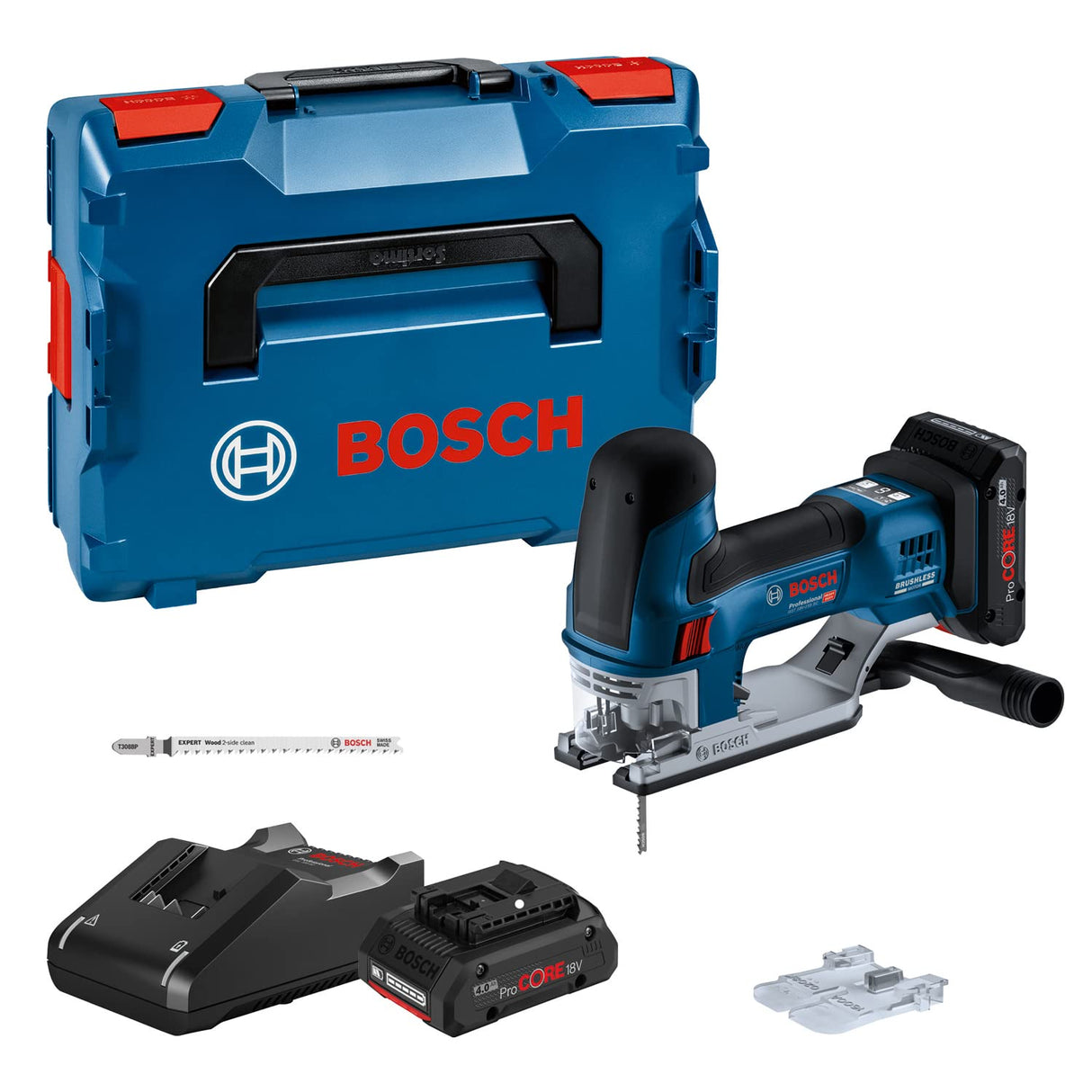 Bosch Professional 18V System GST 18V-155 SC - Sierra de calar a batería (3800 cpm, profundidad 135 mm, 2 batería ProCORE x 4.0Ah, en L-BOXX), Azul