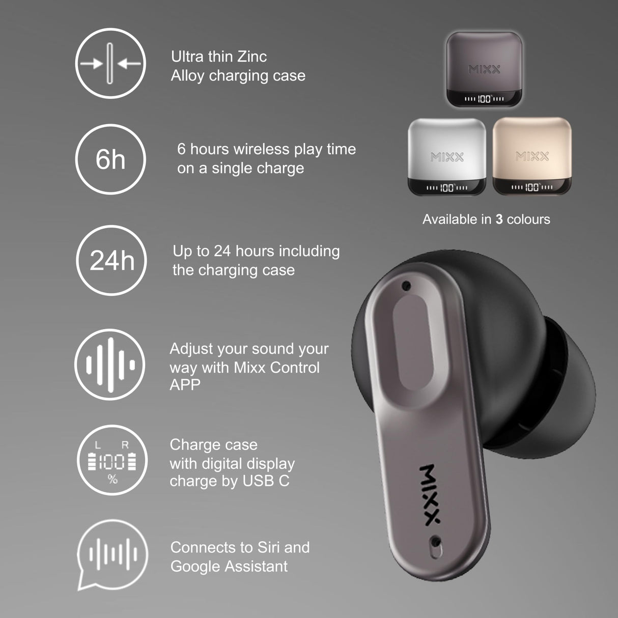 Mixx audio - Auriculares inalámbricos Streambuds Ultra Mini Negro