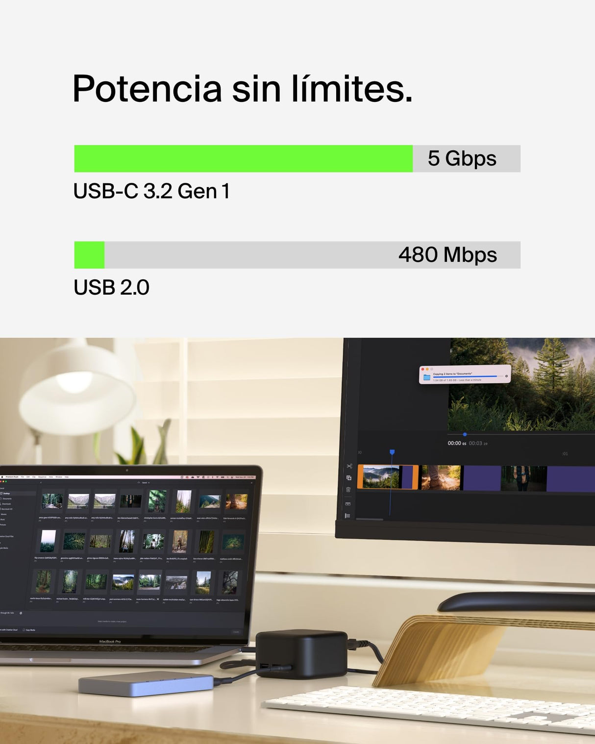 Belkin Base de Acoplamiento USB-C GAN 6 en 1 de 130 W Connect, estación multipuerto con 96 W (PD), USB-C, USB-A, Gigabit Ethernet y HDMI 4K para videoconsolas, MacBook Pro, portátiles PC y Chromebook