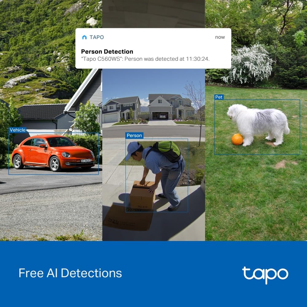 Tapo C560WS, Cámara de Seguridad Exterior Wi‑Fi 6 4K 8 MP, Pan/Tilt 360° AI, Visión Nocturna Color Starlight, Reconocimiento Facial, Zoom Digital 18×, Alarma Luz/Sonido, IP66, Audio Bidireccional