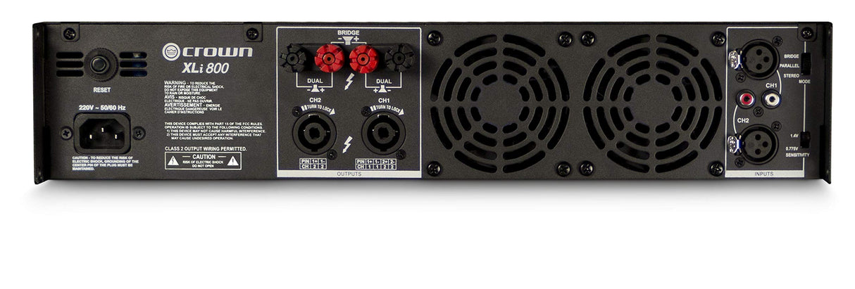 Crown XLi 800 - Amplificador de audio (2.0 canales, 0,5%, 100 dB, -59 dB, 600 W, 1400 mV)