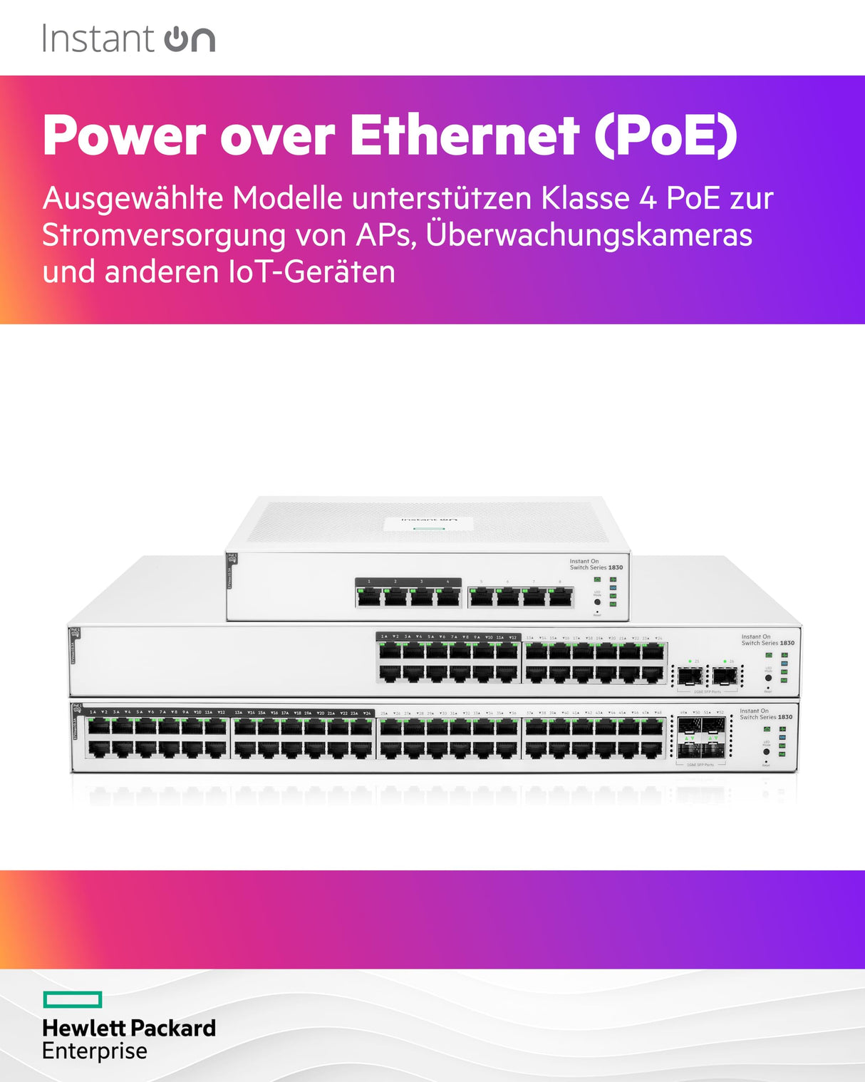 Aruba Instant On 1830 24 Puertos GB | 12 Puertos Clase 4 PoE Smart Switch (195 W) - 24 x 1G | 2 x SFP | EU Europe Cord (JL813A#ABB)