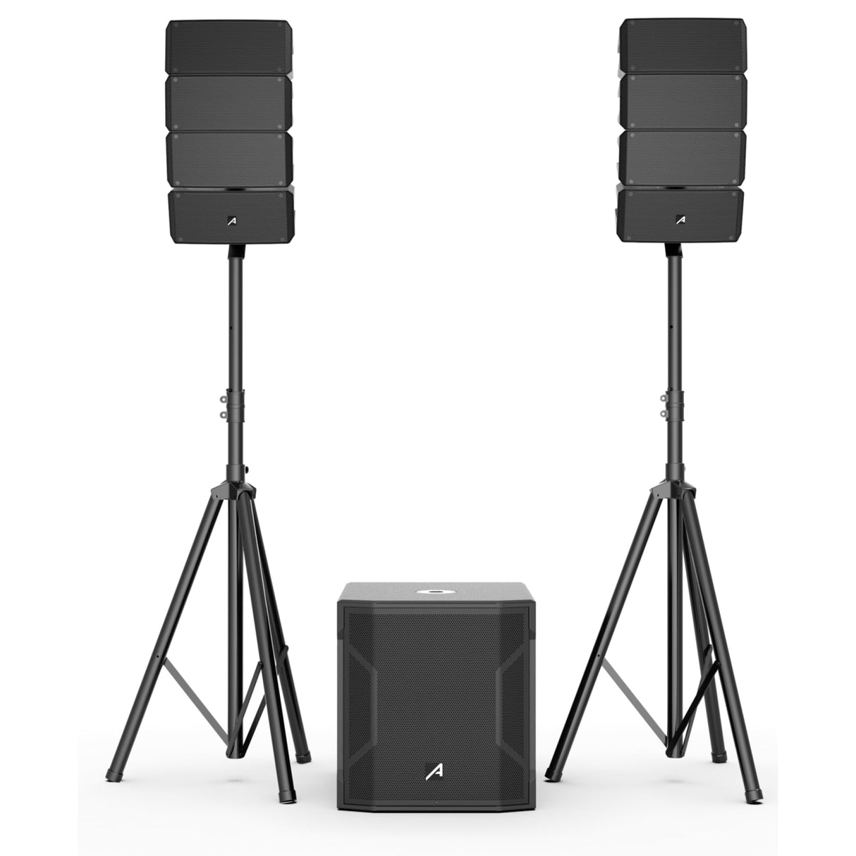 Audibax Seattle 500 - Conjunto de Altavoces Estéreo de Sistema PA - Line Array Compacto - Sistema de Columna Activo - Potencia de Subwoofer 300W RMS y Altavoces de 100W+100W RMS - Conexión Bluetooth