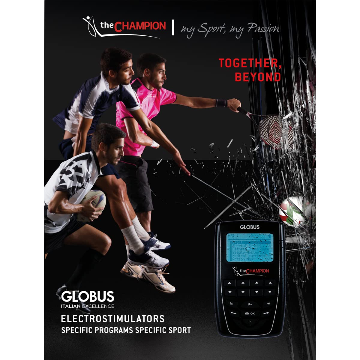 Globus | The Champion, Eletrostimulador de 4 Canales, Tratamiento Para Deportistas, 441 Programas Para Fortalecer los Músculos y Mejorar el Rendimiento