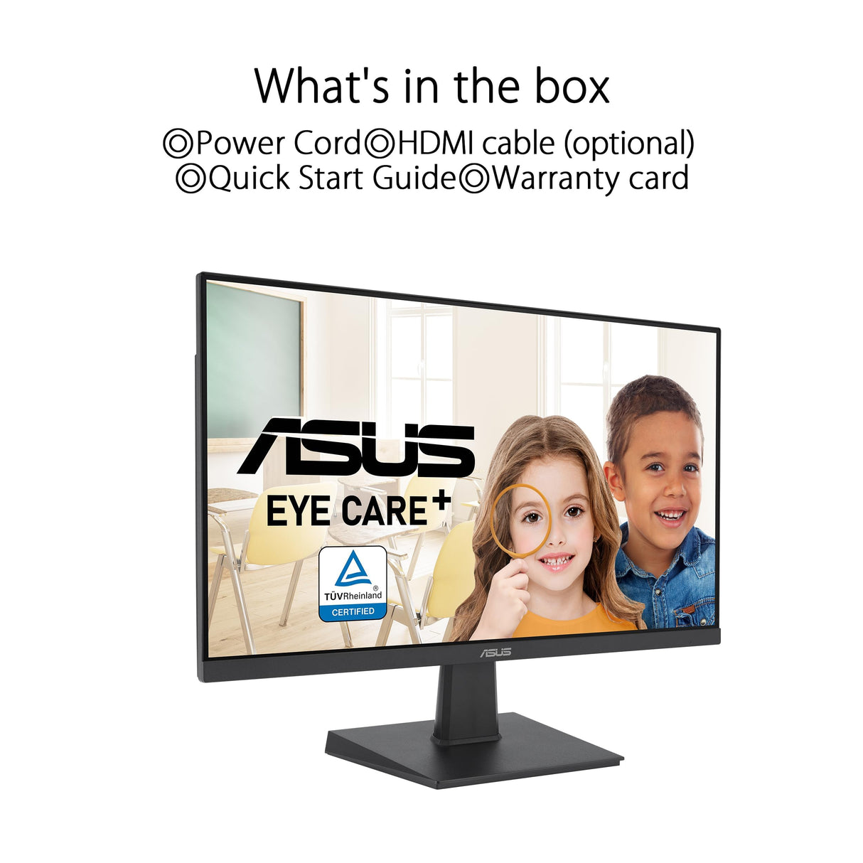 ASUS Monitor VA27EHF Eye Care Gaming 27" (IPS, Full HD, sin marcos, 100 Hz, sincronización adaptativa, MPRT de 1 ms, HDMI, luz azul baja, sin parpadeos, montaje en pared)