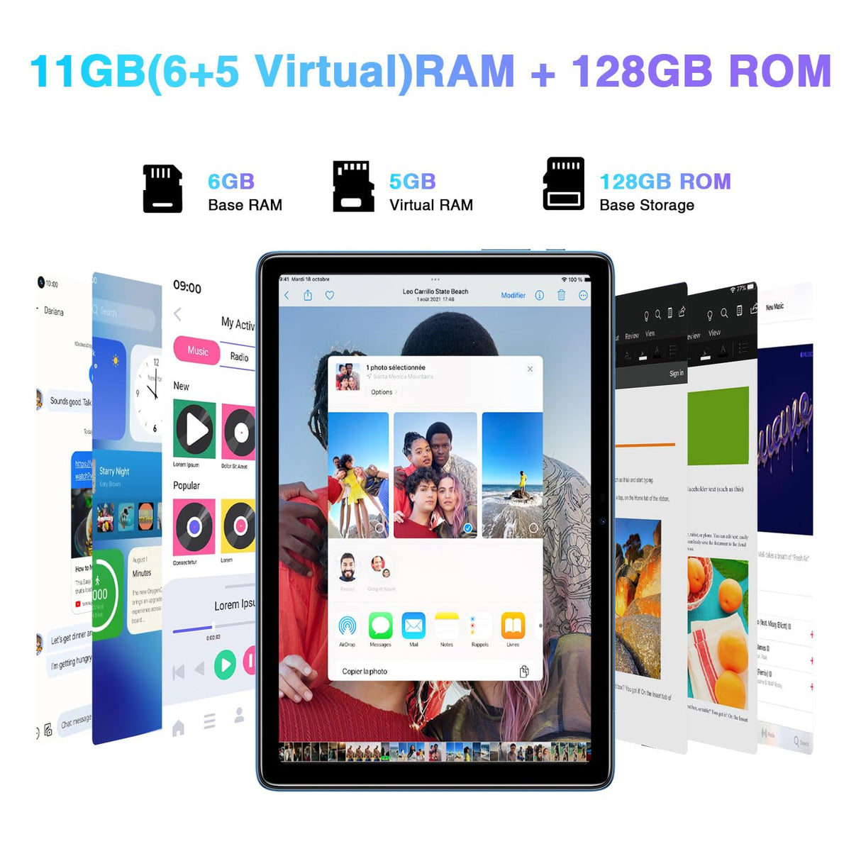DOOGEE T10S Tablet Android 14【2024】, 11GB + 128GB (TF 1TB) de 10,1 Pulgadas, Unisoc T606 Tablet táctil, 8,4 mm Ultra-Thin 6600 mAh,8MP+5MP Widevine L1 Tableta, Dual 4G LTE /5G WiFi