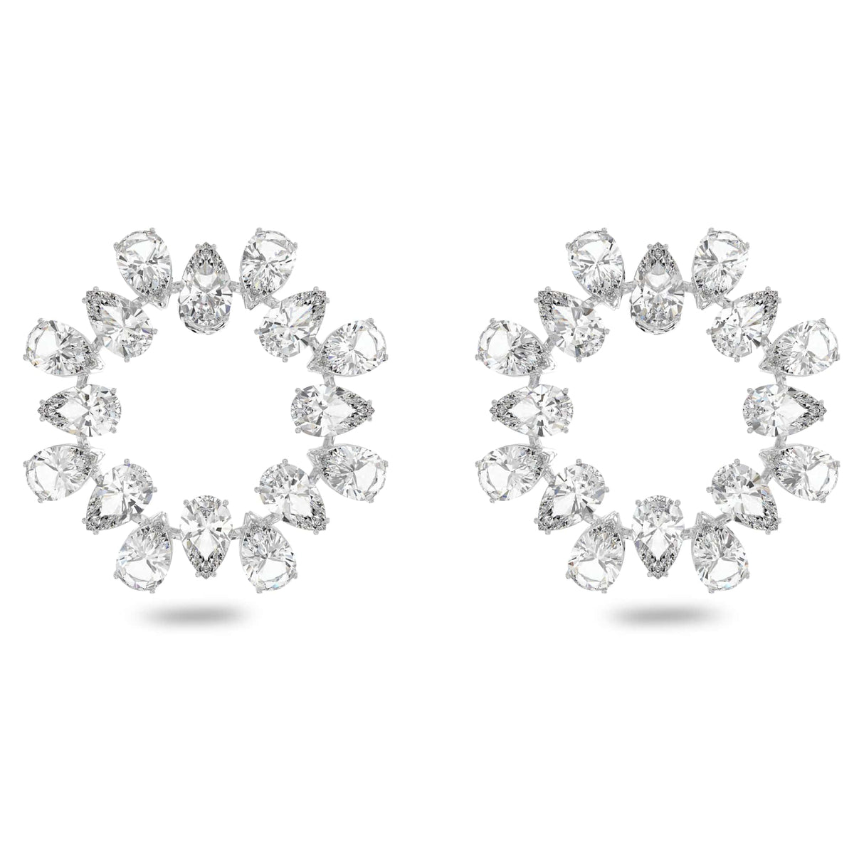 Swarovski Pendientes de aro Millenia, Talla pera, Blancos, Baño de rodio