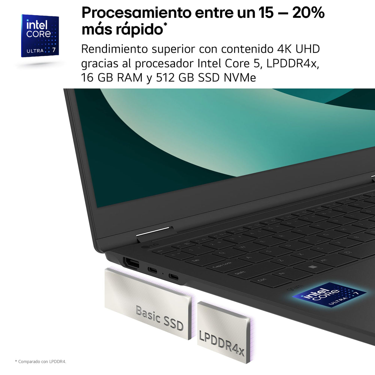 LG gram 16ZD90RU-G - Ordenador Portátil 16", Intel Core i5-1334U, 16 GB RAM, 512 GB SSD, Pantalla IPS WQXGA (2560x1600), FreeDOS, 1,2 kg, hasta 23,5 h de Autonomía, Negro