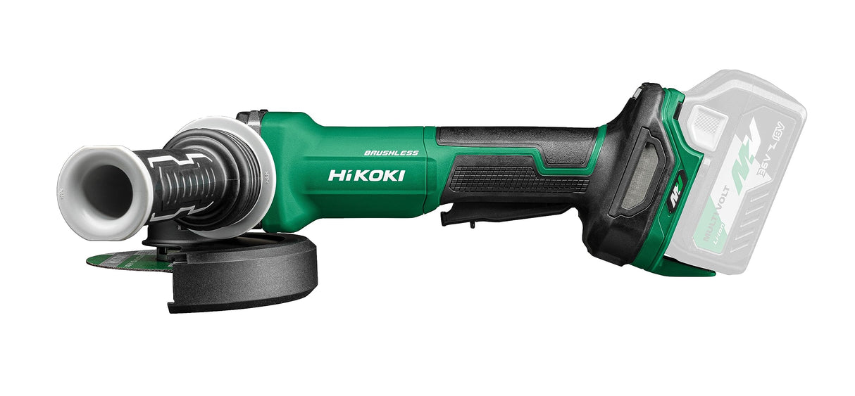 HIKOKI Akku Winkelschleifer G3613DVF (36V, Paddle Schalter, Schleifscheiben Ø: 125 mm, Antriebsspindel: M14, Leerlaufdrehzahl: 3200-10000 min-1) Plus Zubehör, OHNE Akku, Ladegerät und Transportkoffer.