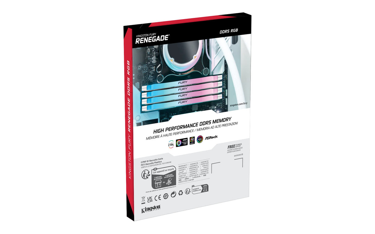 Kingston Fury Renegade DDR5 RGB Plata - Blanco XMP 24GB 8000MT/s CL38 DIMM Memoria Gamer para Ordenadores de sobremesa Módulo único - KF580C38RWA-24