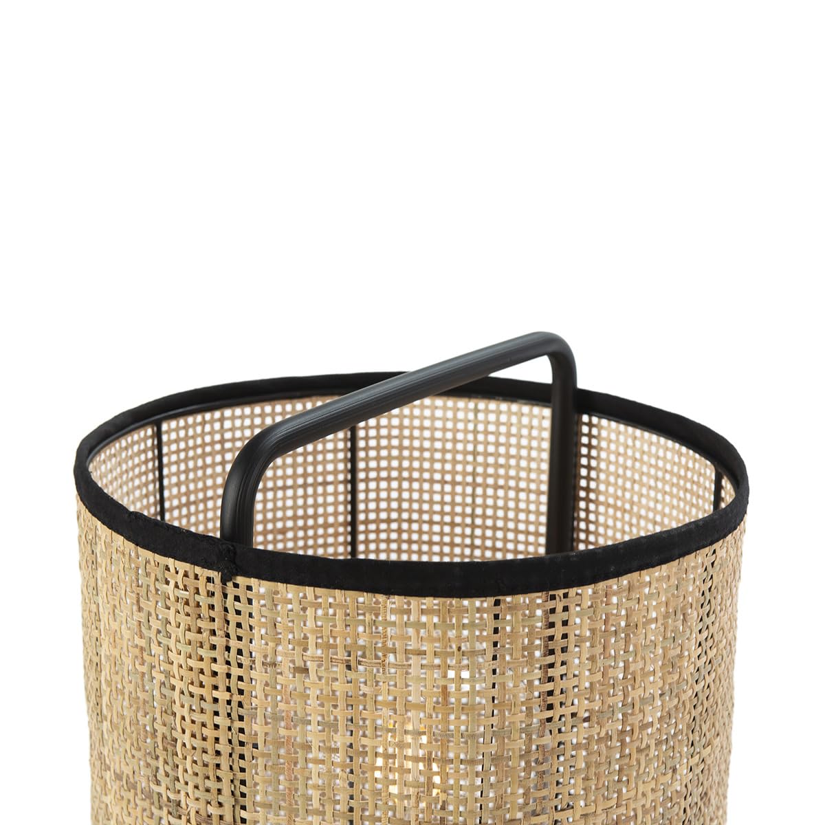 LAMPARA DE PIE 33X33X134 METAL NEGRO/RATAN NATURAL