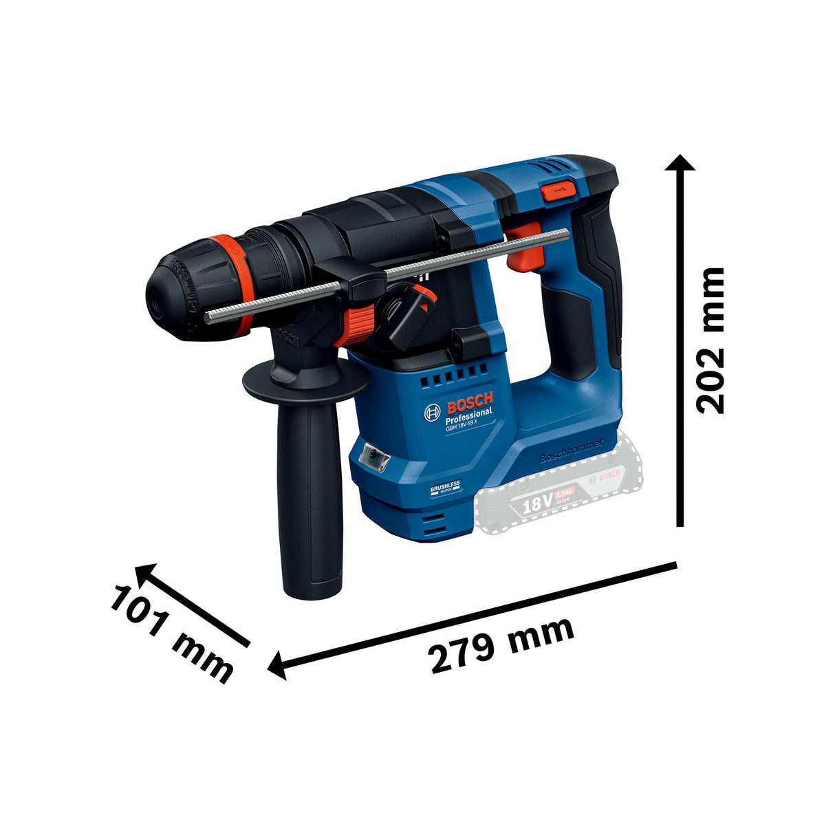 Bosch Professional 18V System martillo perforador a batería GBH 18V-18 X (ONECHUCK)