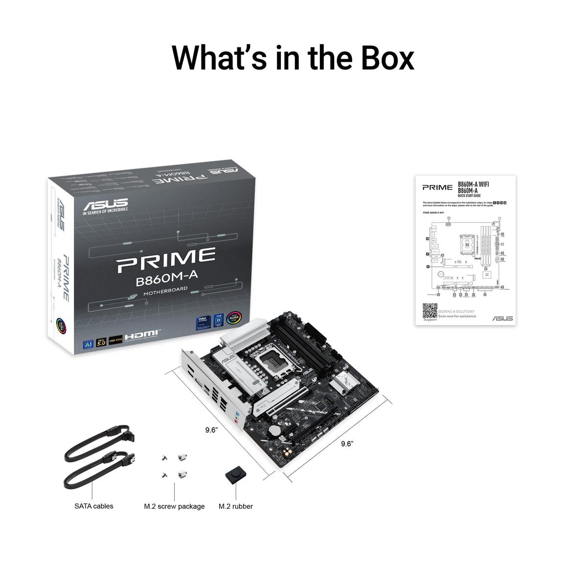 ASUS Prime B860M-A - Placa Base Intel mATX, 7+1+1+1 80A DrMOS etapas de Potencia, DDR5, PCIe 5.0, 2 Ranuras M.2, Realtek 2.5 GB Ethernet, Doble DisplayPort, HDMI, USB Trasero de 20 Gbps Tipo C