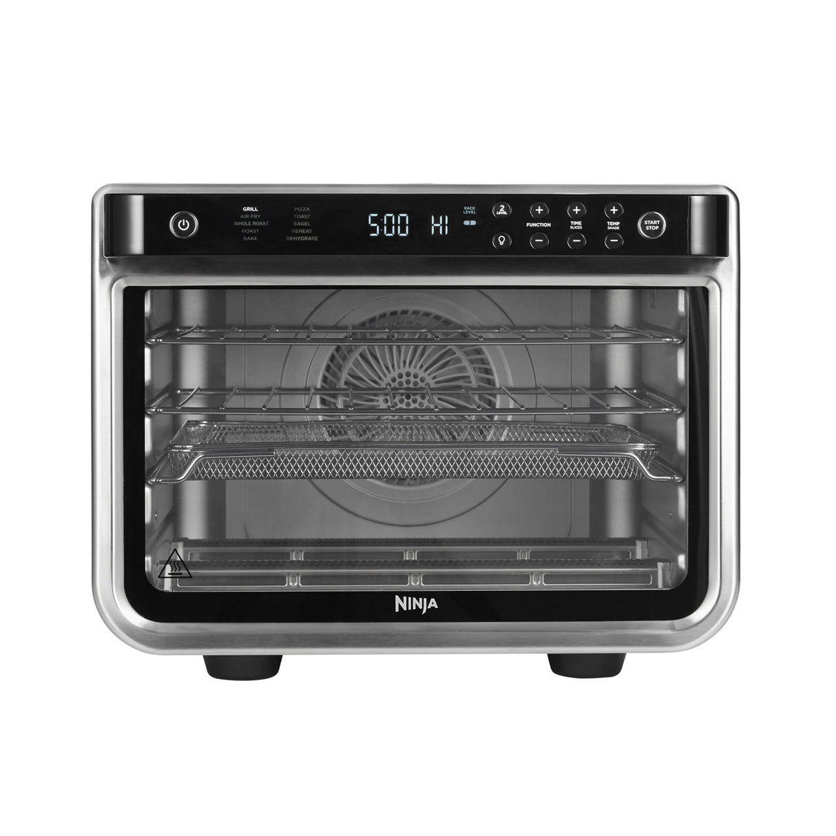 Ninja Foodi Horno multifunción 10 en 1, Mini horno portátil para encimeras y superficies de trabajo, 10 funciones de cocción, Freír con aire, Asar, Parrilla, Hornear y más, en plata y negro, DT200EU