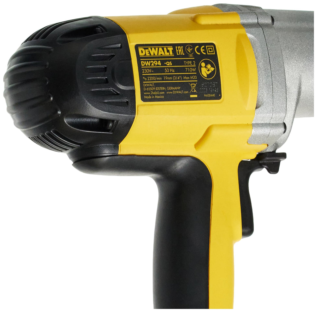 DeWalt DW294-QS Llave Impacto 3/4" 710W 440Nm M20, 710 W, Multicolor