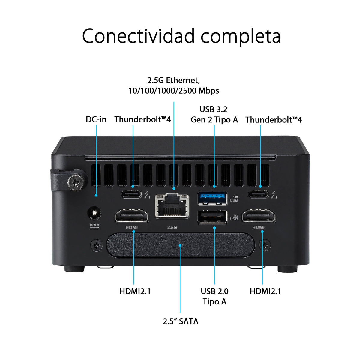 ASUS NUC 14 Pro Mini PC Comercial con IA, Procesador Intel Core Ultra 7 155H, Intel ARC Graphics, 32GB RAM DDR5 (2x16), 1TB SSD, Windows 11 Pro, Cable de alimentación Incluido, Negro