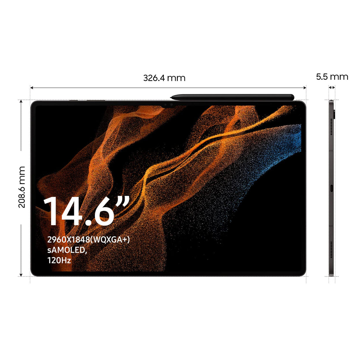 Samsung Galaxy Tab S8 Ultra con cargador – Tablet de 14,6" (12GB RAM, 256GB Almacenamiento, 5G, Android 12) Negra - Versión española