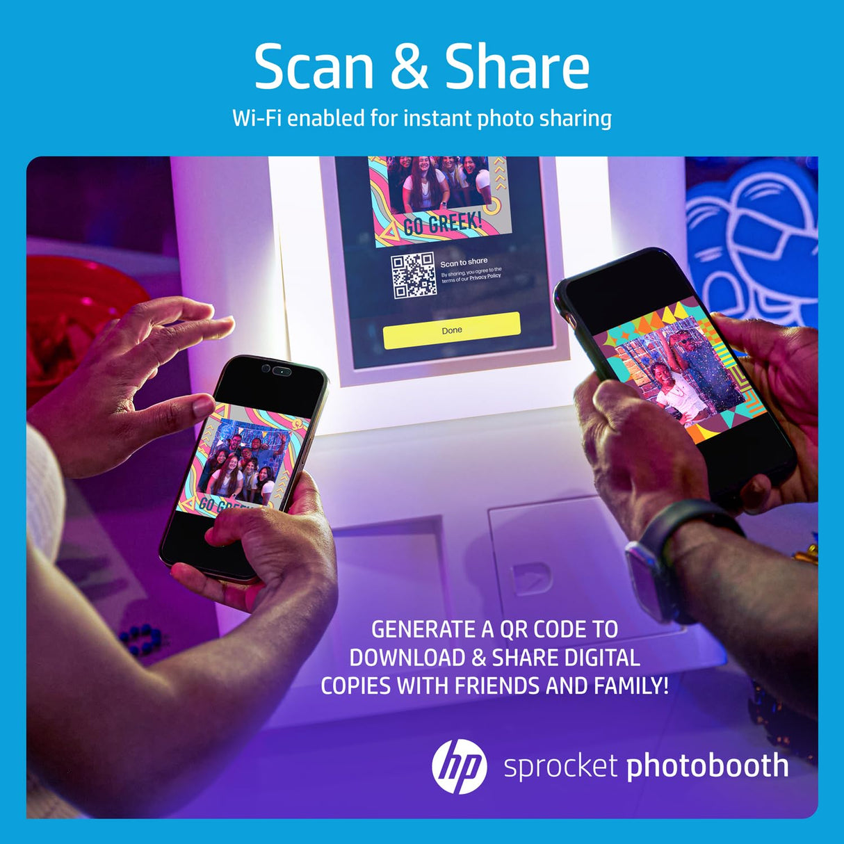 HP Sprocket Cabina fotográfica Impresora instantánea de Color (Blanca) + Papel Zink (100 Hojas) + Fondo fotográfico de Boda (1)