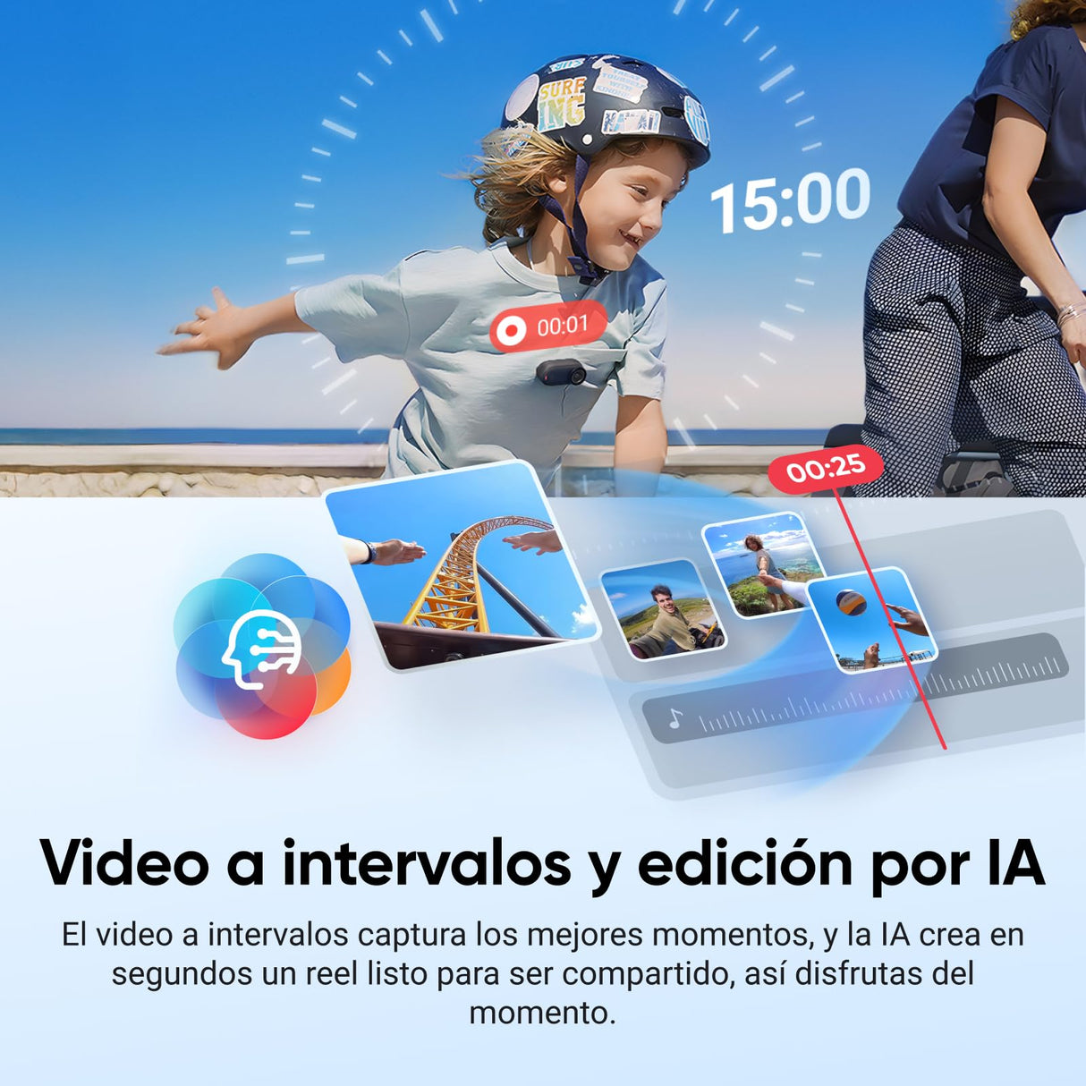 Insta360 GO 3S Negro (128GB) - Cámara Vlogging 4K, POV Manos Libres, Móntala Donde Quieras, Estabilización, 140 Min de batería, Impermeable 10 M, Edición IA, Apple Find My, Vlog, Viajes, Exteriores