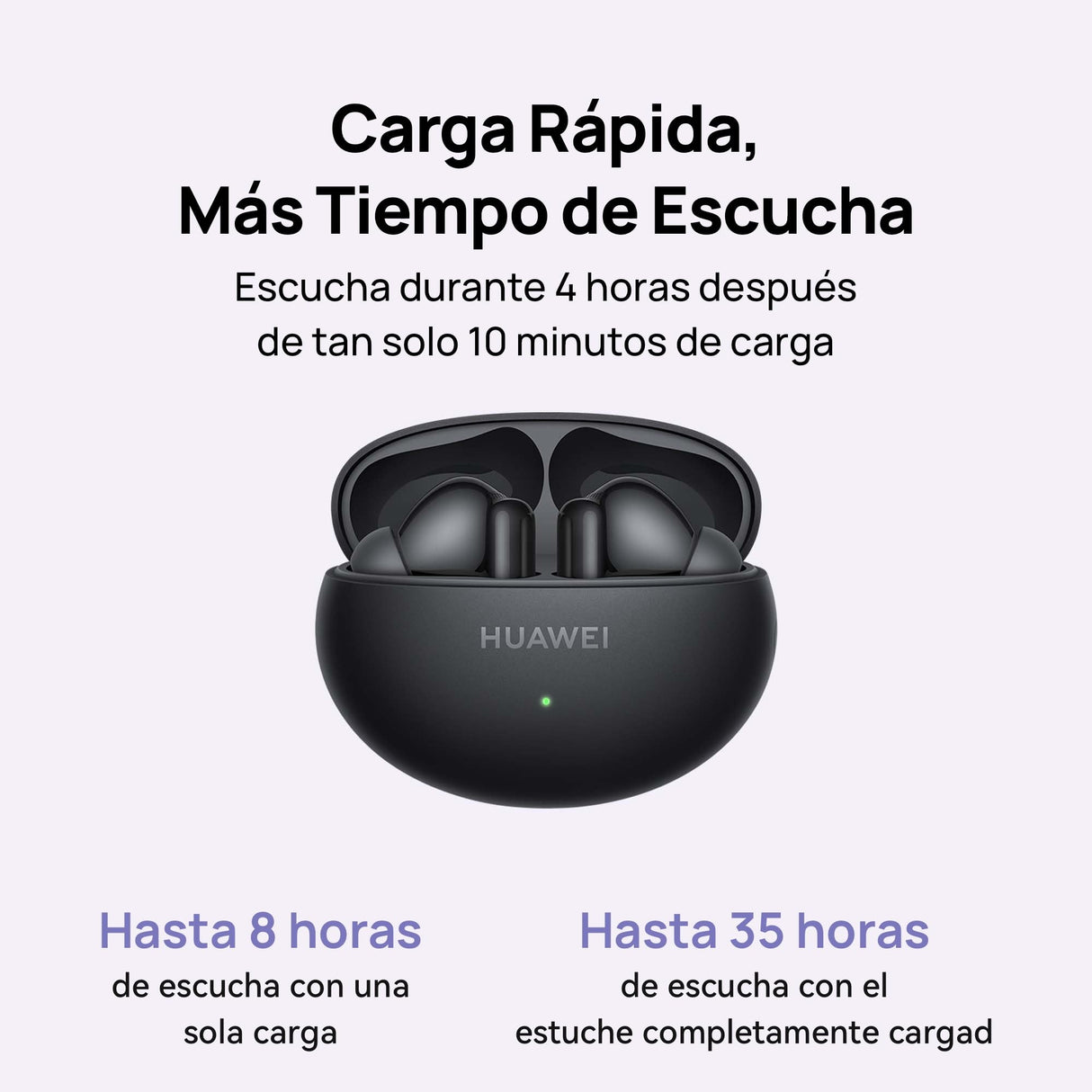 HUAWEI FreeBuds 6i, Cancelación Activa de Ruido 3.0 Inteligente, Bajos Impactantes, Carga Rápida, 35 Horas de batería, Bluetooth 5.3, Grado de Protección IP54 contra el Polvo y el Agua, Morado