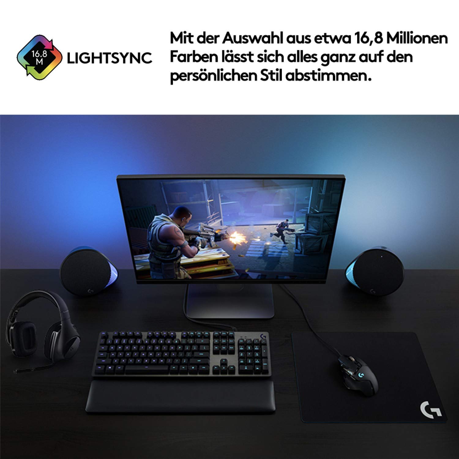 LOGITECH Teclado (ALEMAN) G513 Gaming USB Carbon,LIGHTSYNC RGB Mechanical,USB