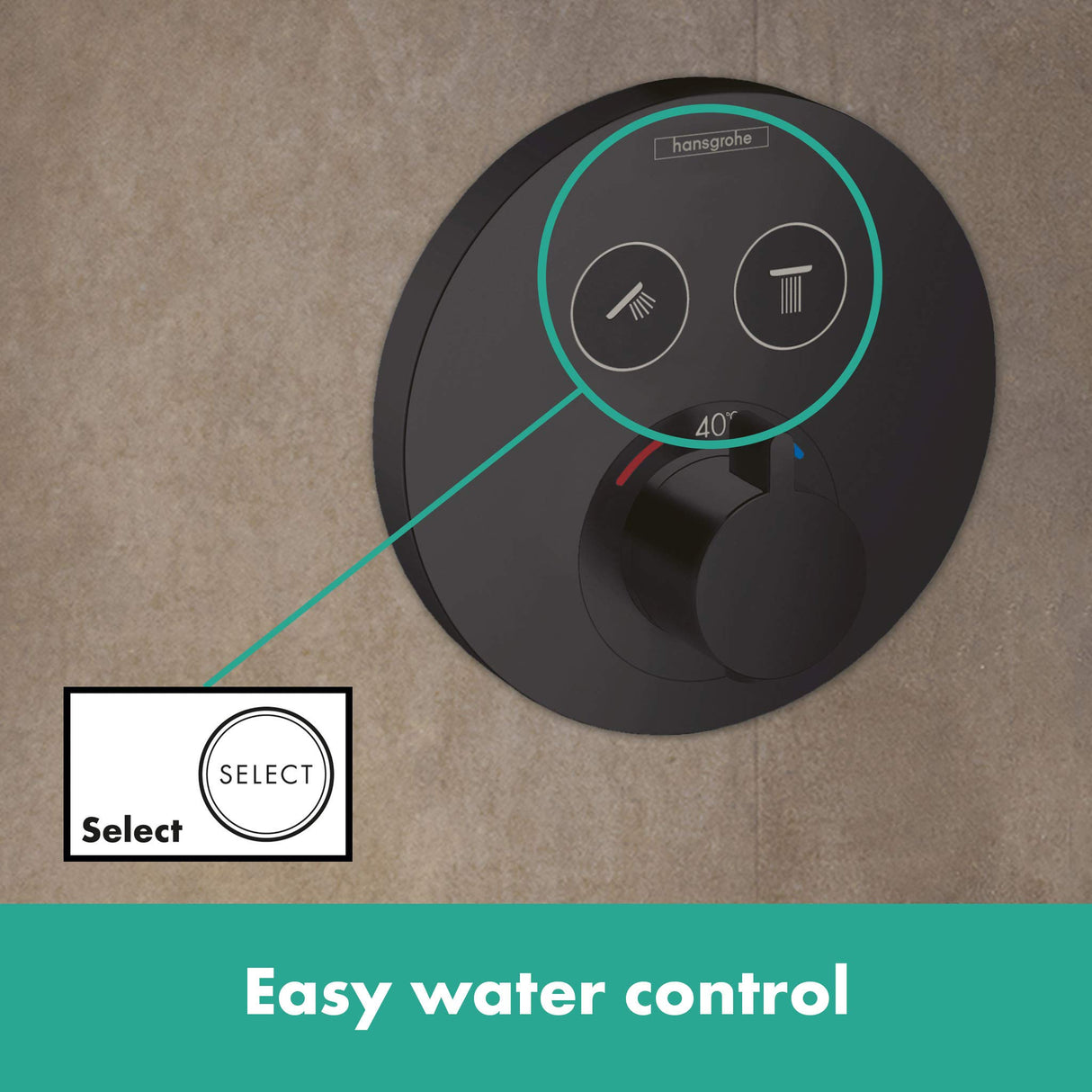 Hansgrohe 15743670 Termostato, Matte Black, 2 Funktionen