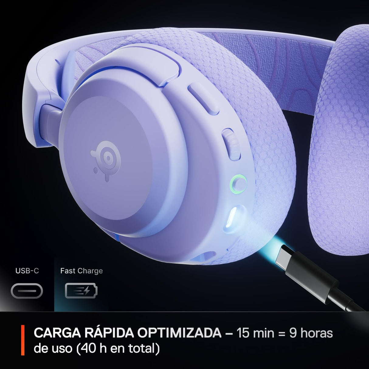 SteelSeries Arctis Nova 3P Wireless Auriculares Gaming multiplataforma - App - Batería 40h - Controladores magnéticos de neodimio - 2,4 GHz/Bluetooth - Micro extraíble - PS5, PS4, PC, Switch -Lavanda