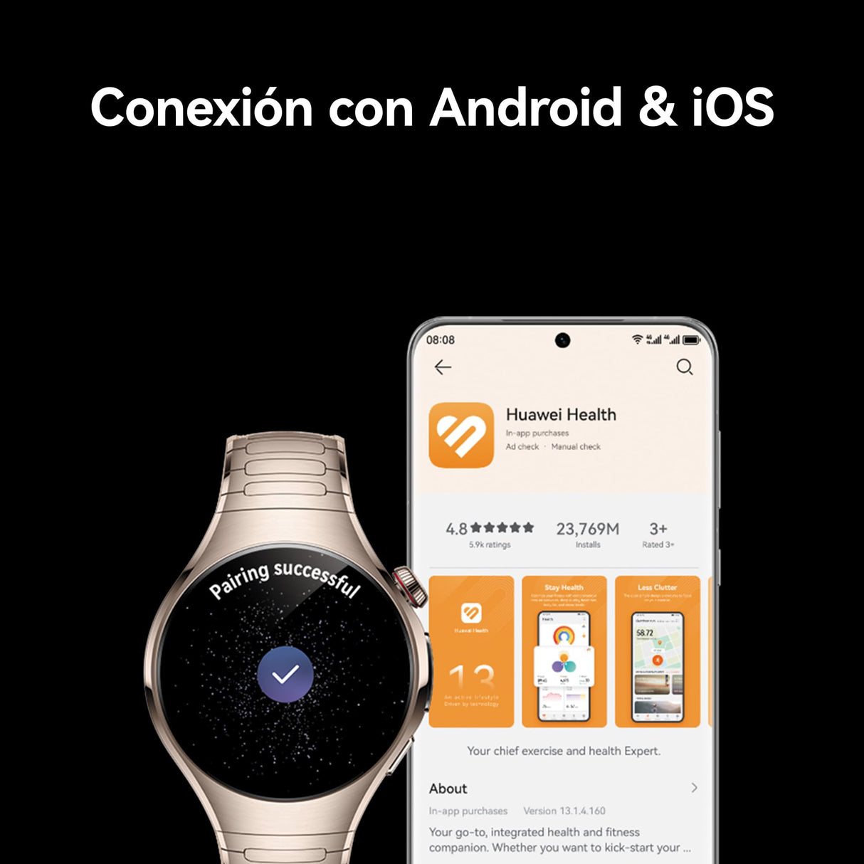 HUAWEI Watch 5, 42mm Smartwatches, Multi-Sensor Revolucionario X-Tap, SpO2 con la Yema del Dedo, Health Glance, ECG, HRV, eSIM, Android & iOS, Rose Gold