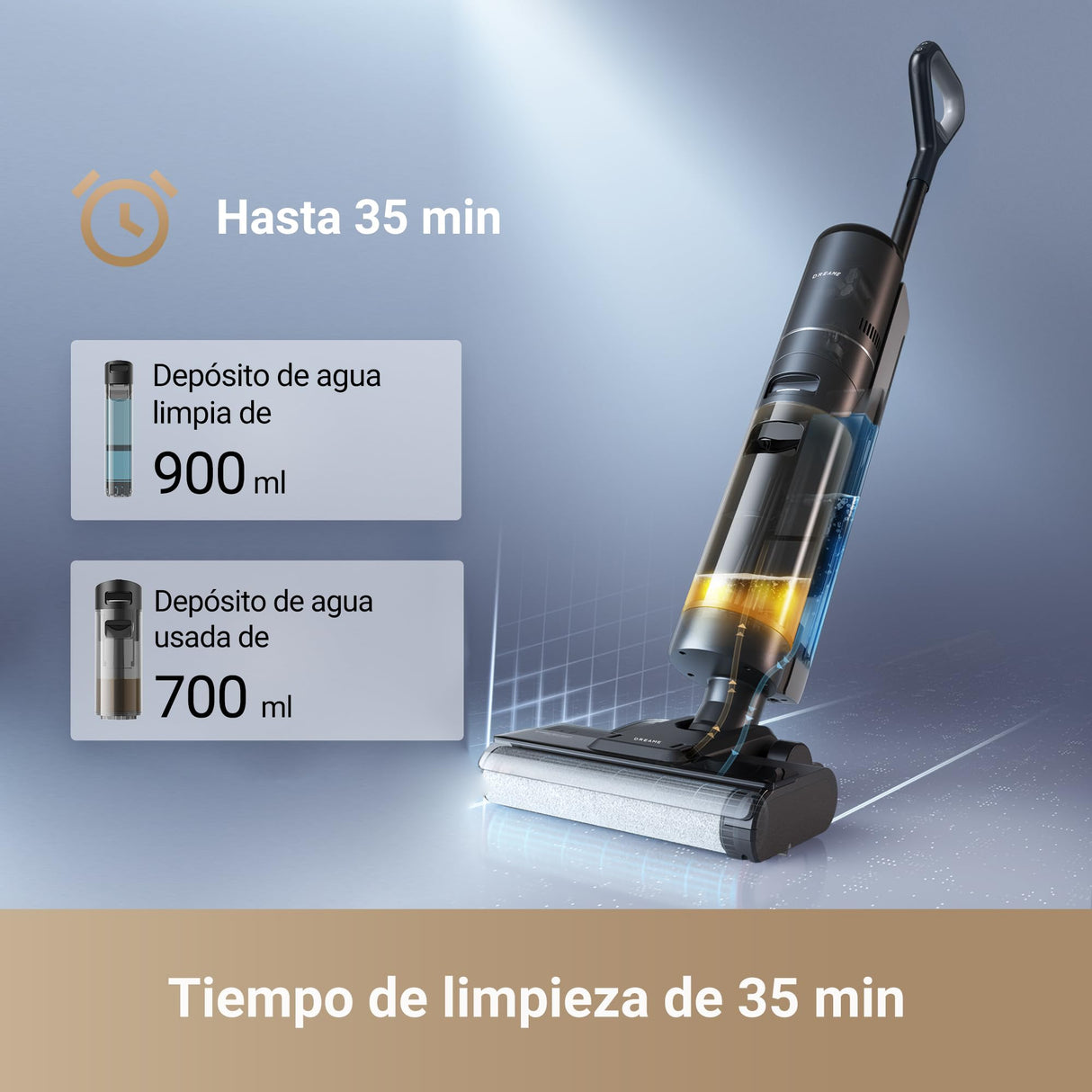 dreame H12S Aspiradora en Seco y Húmedo, 16000Pa Potencia Aspiradora Escoba Sin Cable, Múltiples Modos de Limpieza, Secado con Aire Caliente, Detección Inteligente de Suciedad, Negro