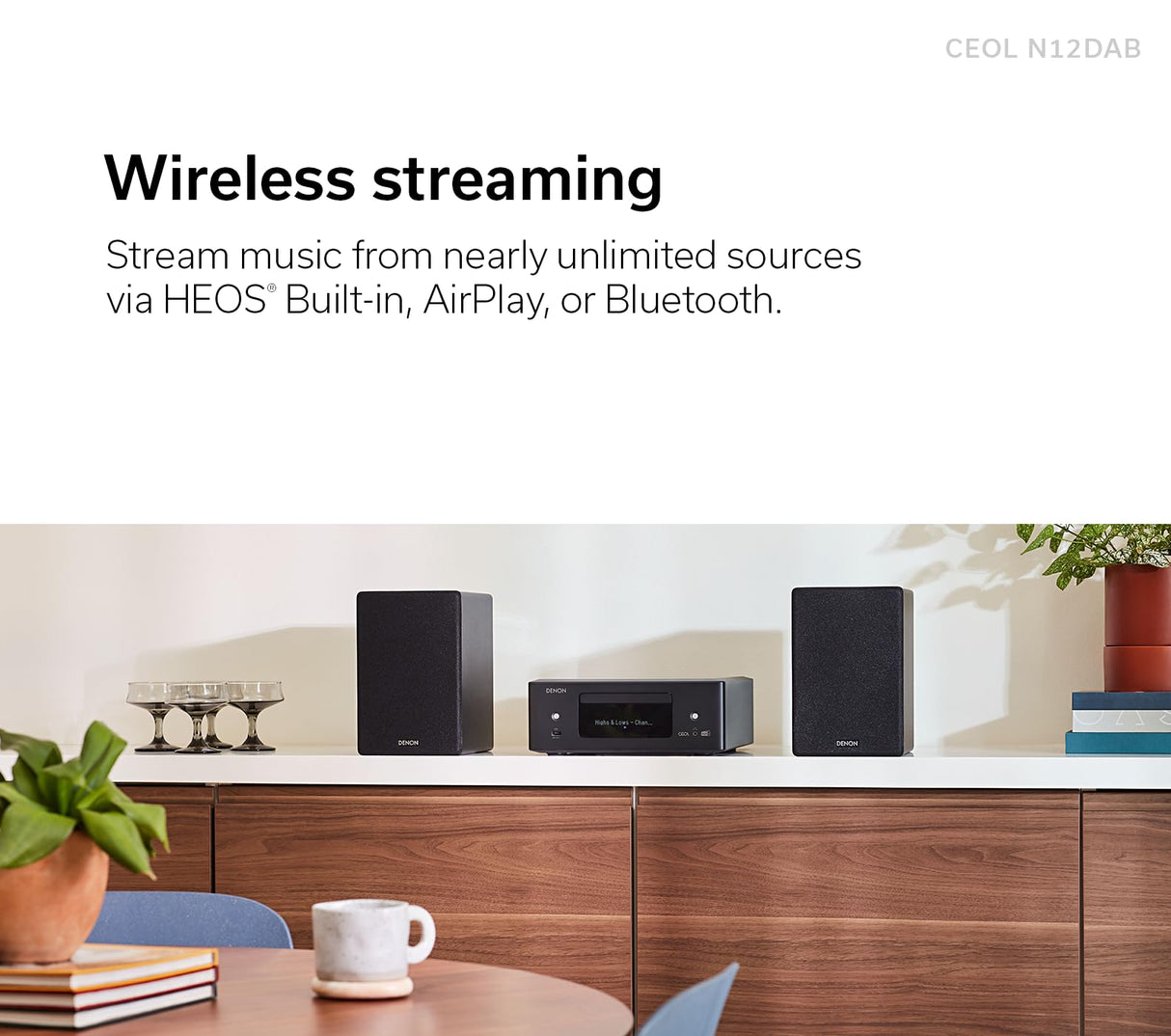 Denon CEOL N12DAB - Sistema Todo en uno con Reproductor de CD, Radio Dab/FM, HDMI ARC y HEOS Integrados, Color Negro