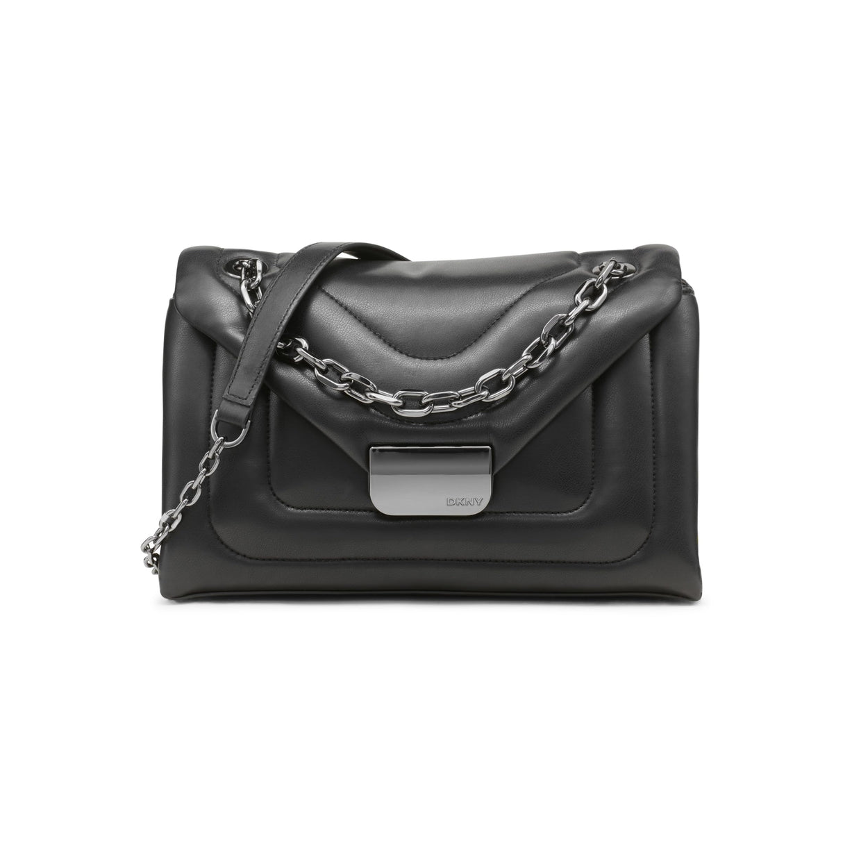 DKNY Kaya Flap Shoulder Bag, Bolso de Hombro Mujeres, Negro y Gris