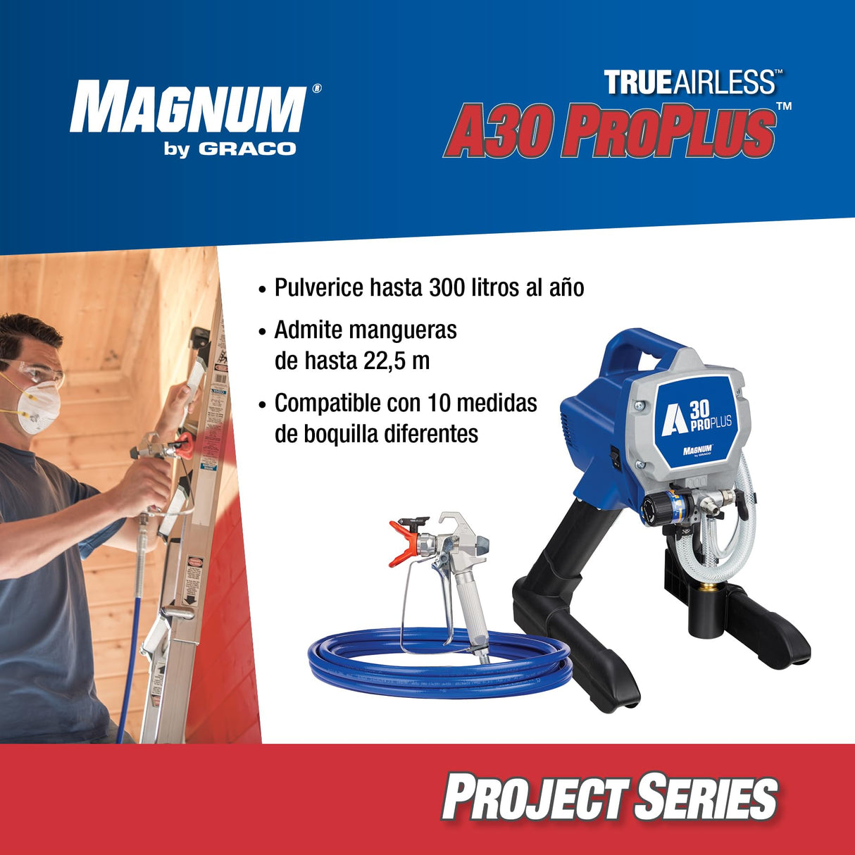 Magnum by Graco 17C244 Pulverizador de Pintura airless A30 ProPLUS, Uso doméstico (caudal de 1,0 l/min, máx. presión 207 Bar)