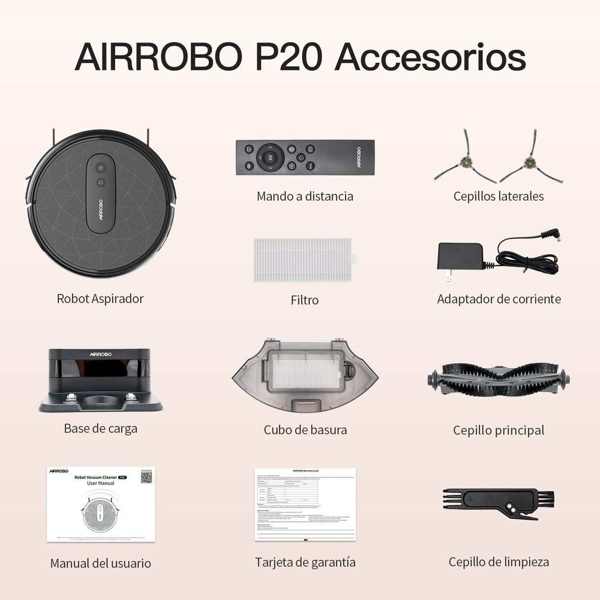 AIRROBO P20 Robot Aspirador, Succión 2800Pa Aspiradora Automática, Limpieza Zig-Za, Autonomía 120 Minutos, Control App/WiFi, para Pelo de Mascotas y Suelos Duros, Equipado con estación de Carga
