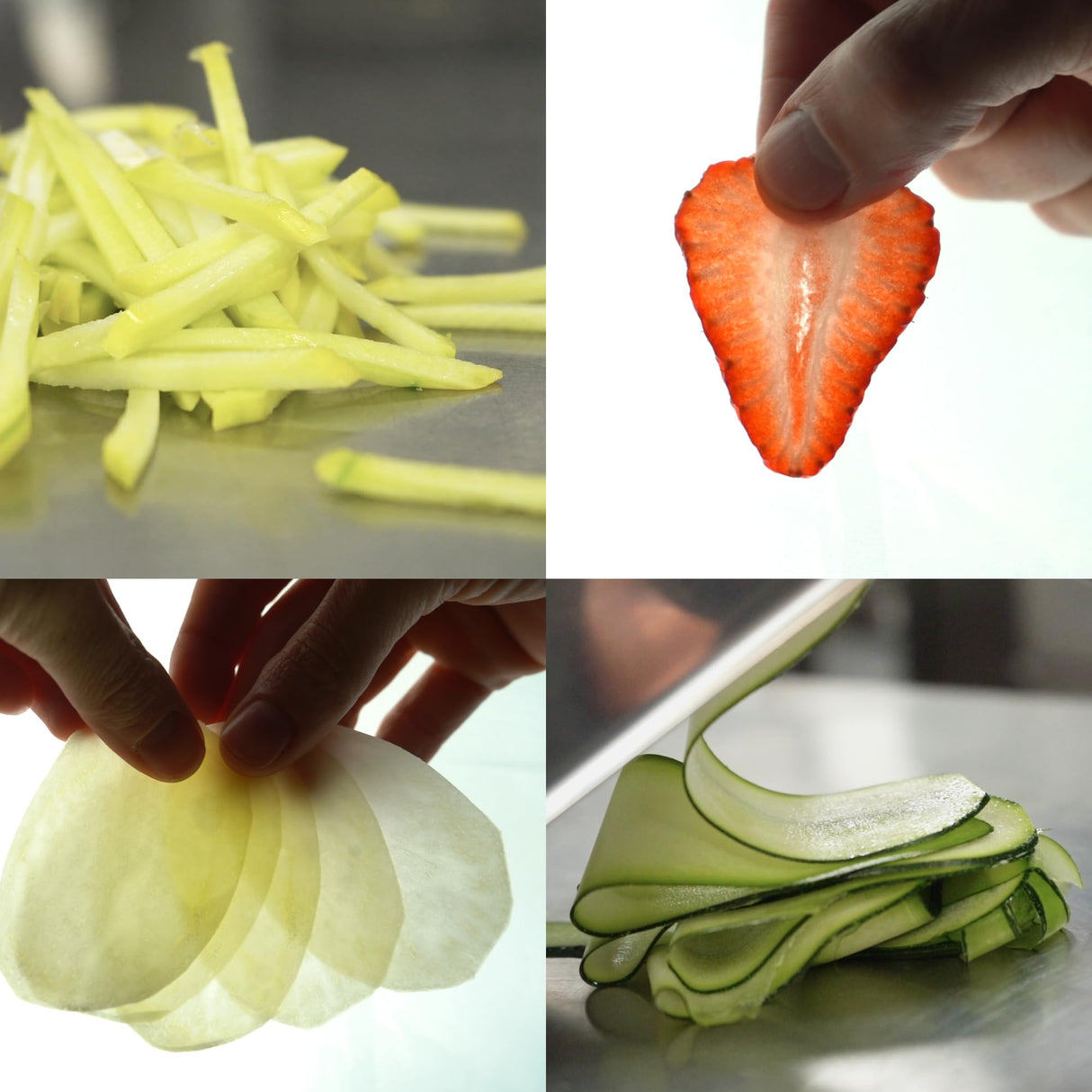 LOUIS TELLIER - Mandolina Profesional de Acero Inoxidable – Cortadora Multifuncional de Frutas y Verduras – Cuchilla Lisa y Ondulada - Grosor Ajustable – 29,3 x 15,5 x 11 cm - Fabricado en Francia