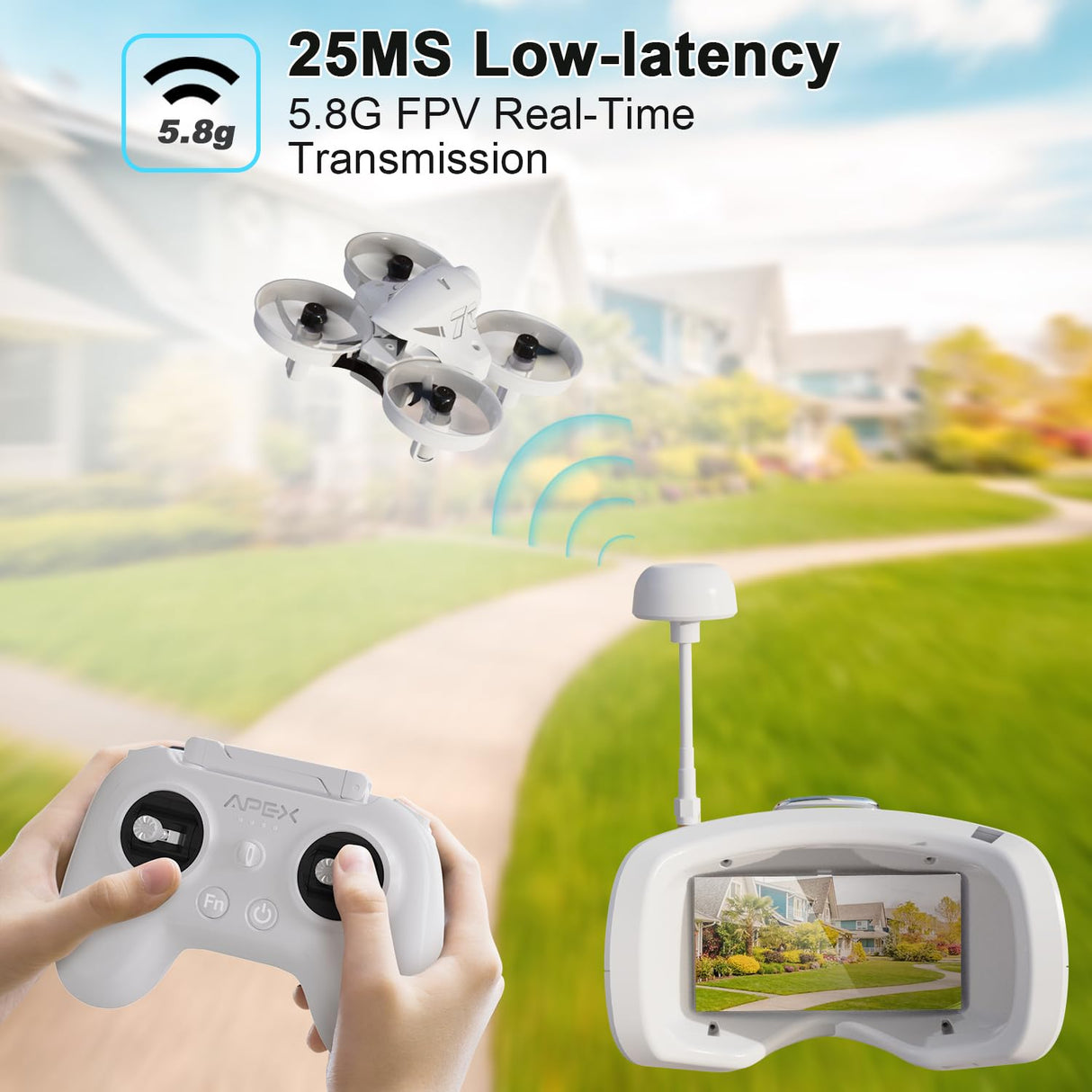 APEX Brushless FPV Drone Kit,Drone de Visión en Primera Persona con Cámara,Quadcopter RC Volar con Gafas FPV,Actualizar el Control de la Cabeza y el Modo de Tortuga,Simulador de Apoyo