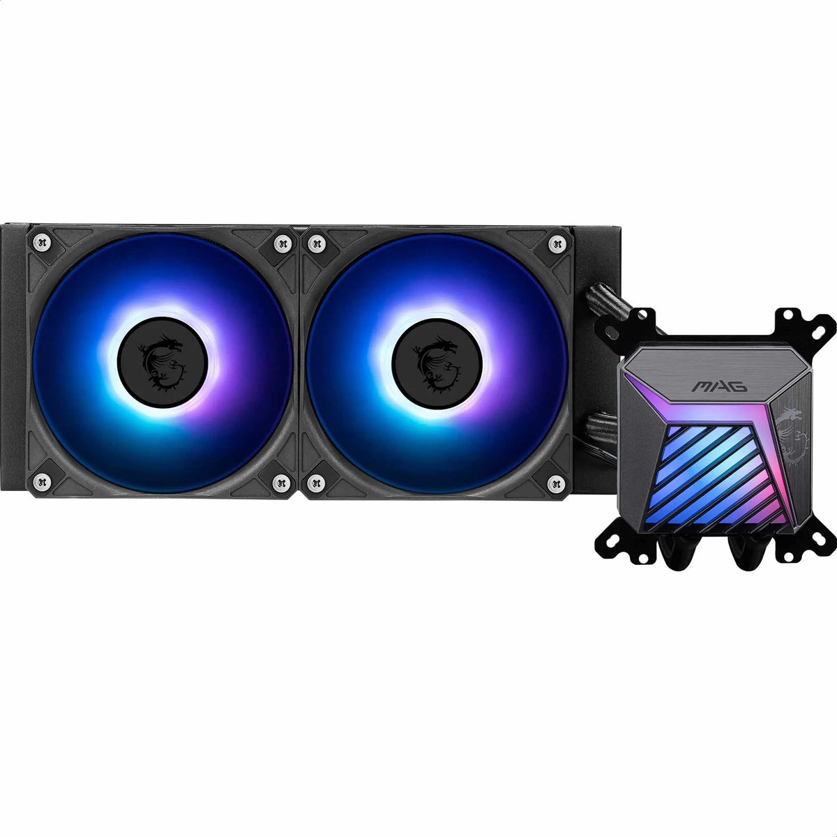 MSI MAG CORELIQUID A15 240 AIO CPU Liquid Cooler - Base de cobre con cobertura completa, diseño de canal de agua mejorado, ARGB GEN2, ventilador CycloBlade 9, radiador de flujo dividido, ventilador