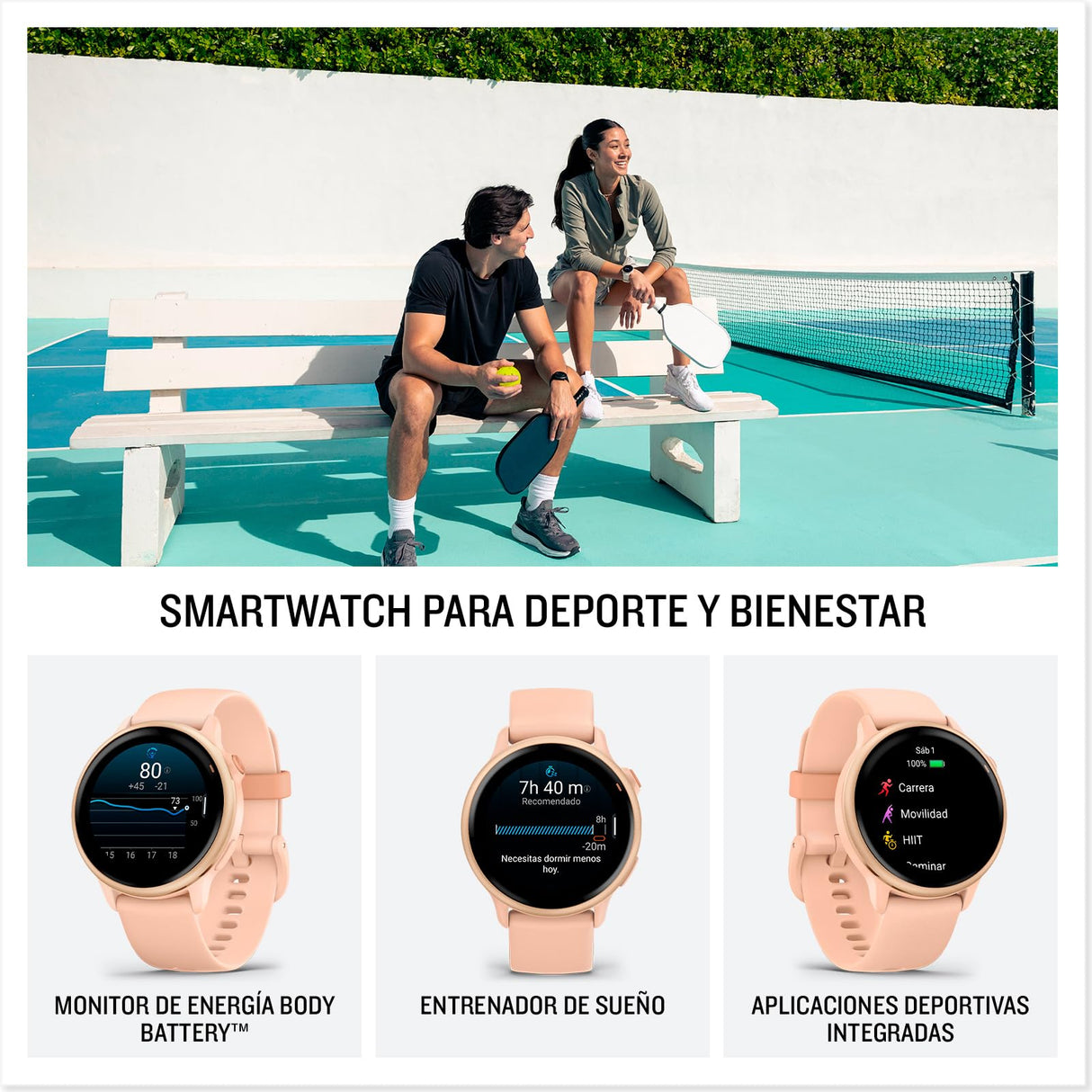 Garmin Vívoactive 6, Smartwatch con GPS, Pantalla AMOLED, Funciones Esenciales de Salud, Entrenamientos de Movilidad, Entrenamiento avanzado del sueño y hasta 11 días de autonomía, Rosa