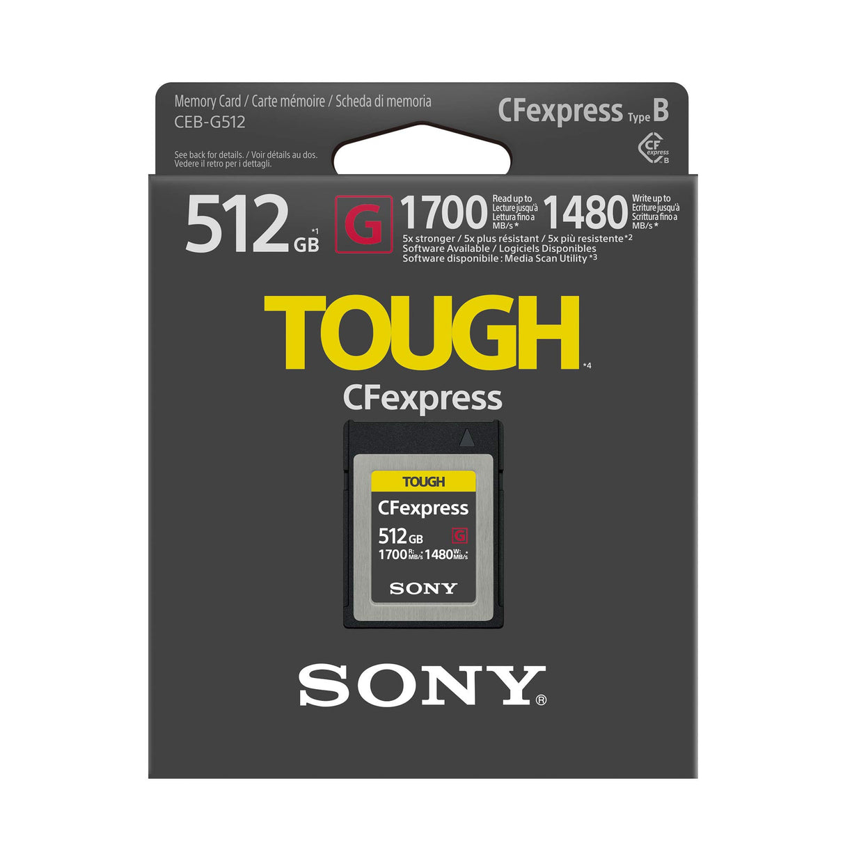 Sony CEB-G512 - Tarjeta de Memoria CFexpress ultrarápida (512GB, Lectura a 1700MB/s y Escritura a 1480MB/s)