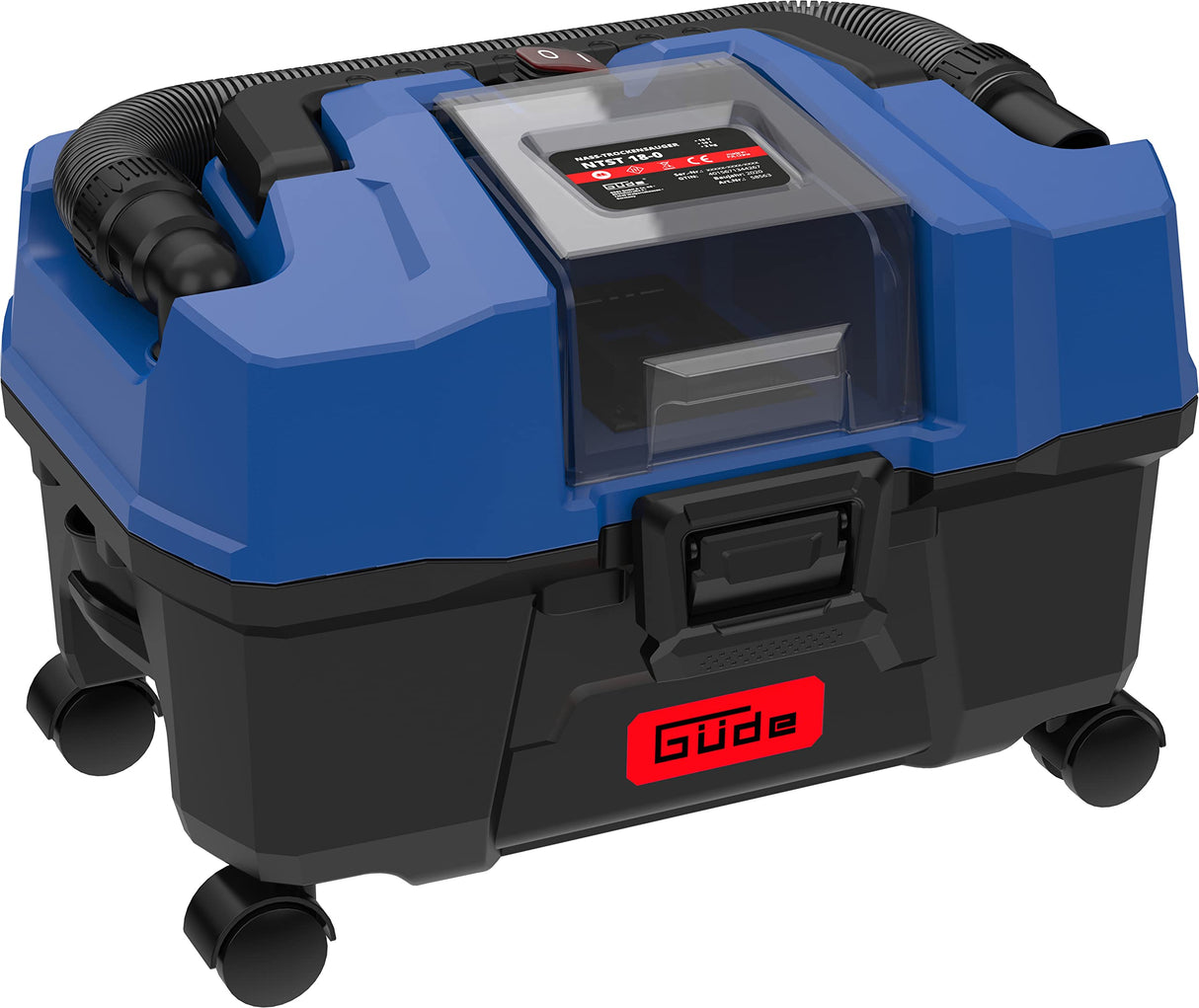 Güde NTST 18-201-05 - Aspirador en seco con batería (depósito de 18 V, 10 L, 4 ruedas, boquilla para suelo y juntas, filtro, incluye batería de 2,0 Ah y cargador)