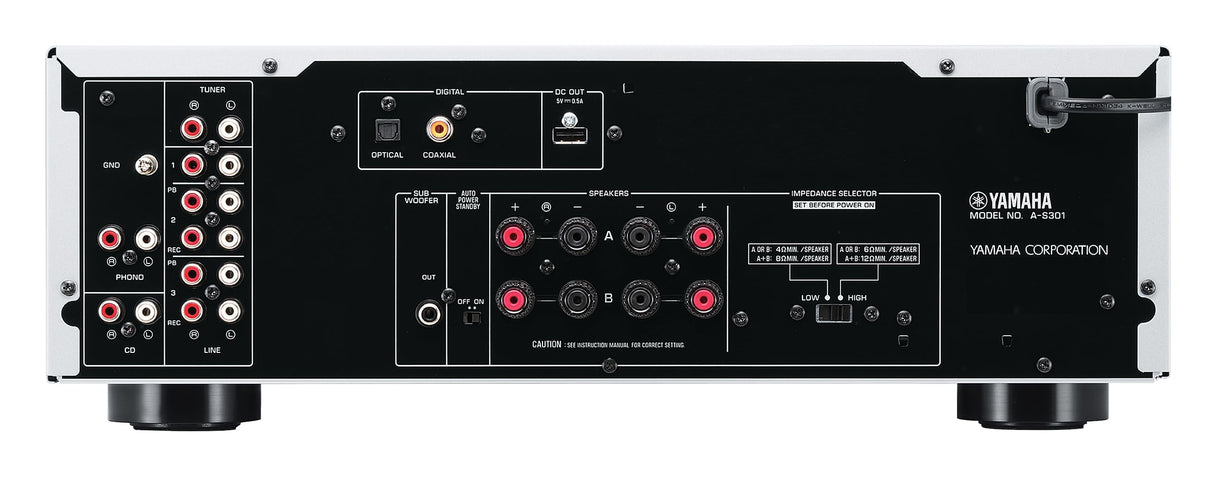 Yamaha AS-301 - Amplificador integrado estéreo de 95 W por canal, negro