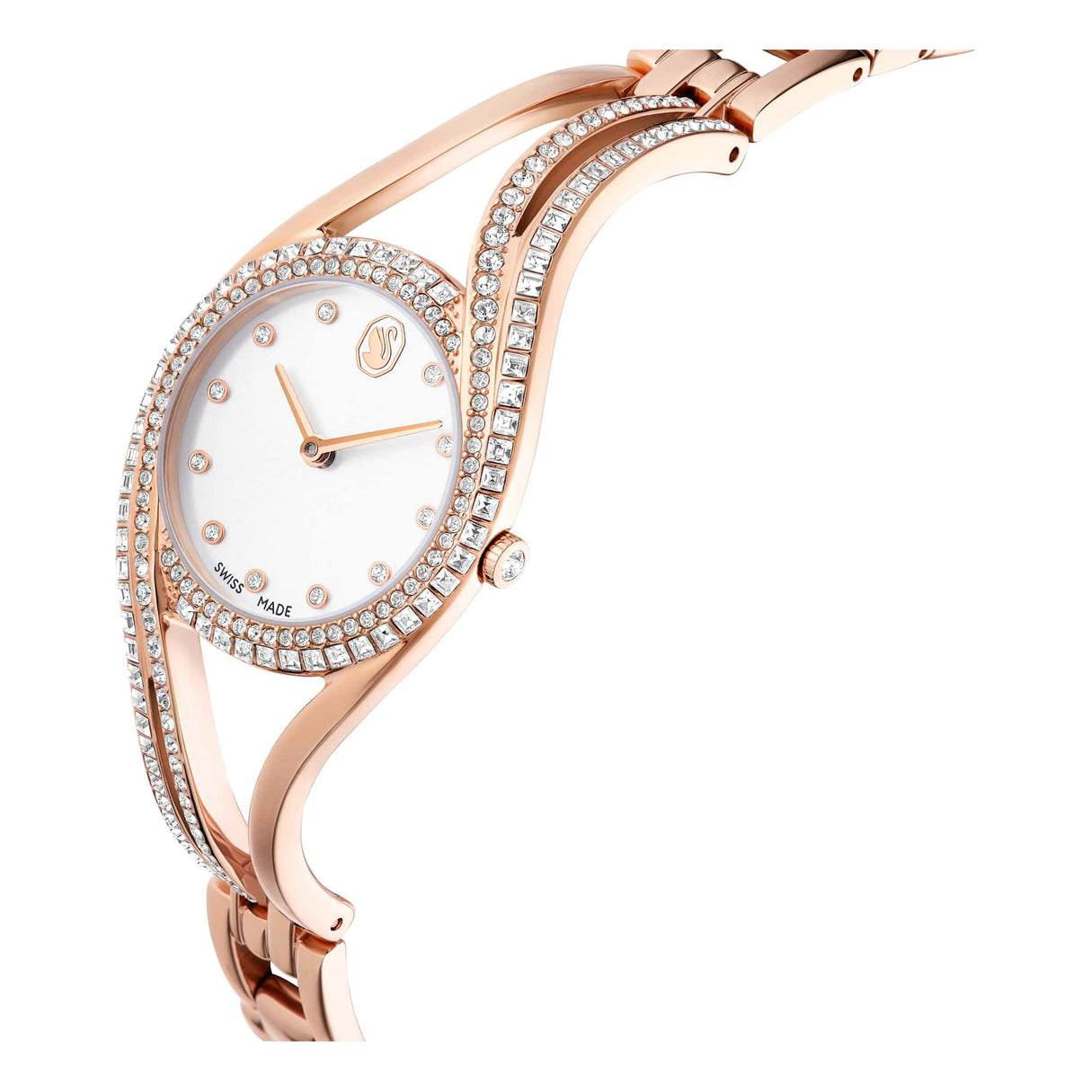 Swarovski Reloj con Brazalete Hyperbola, Fabricado en Suiza, Tono Oro Rosa, Acabado Tono Oro Rosa