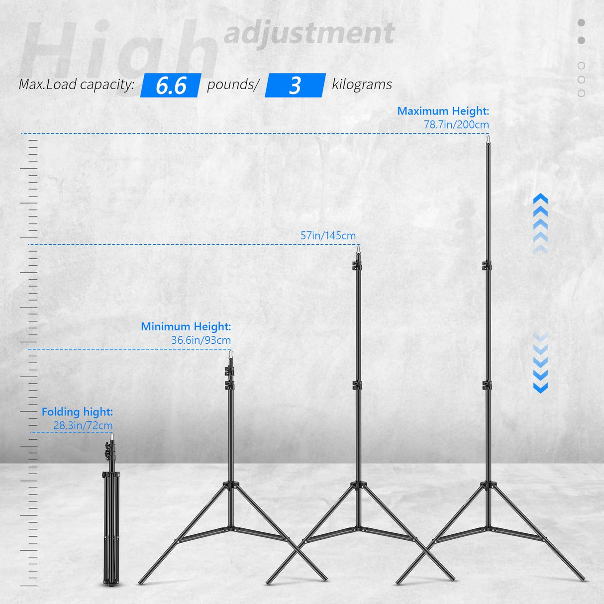 NEEWER Fotografía Soporte de Luz 92-200cm RegulableTrípode Robusto para los Reflectores Softboxes Luces Paraguas Capacidad de Carga:8kg