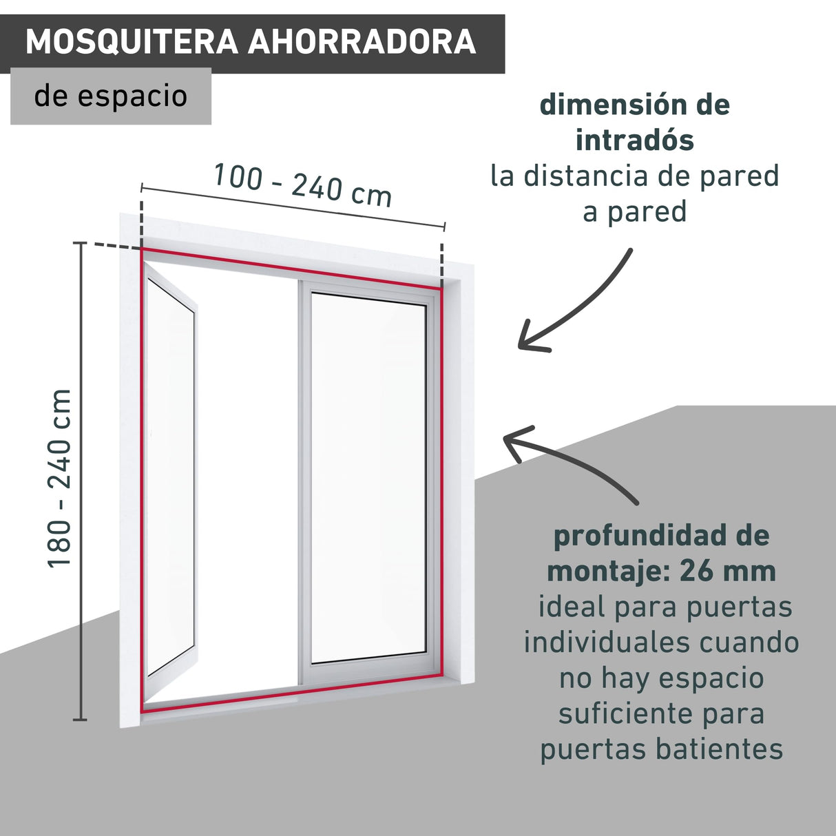 Windhager Plisada Expert, mosquitera Marco de Aluminio para Puertas, acortable Individualmente, 240 x 240 cm, Blanco, 03959