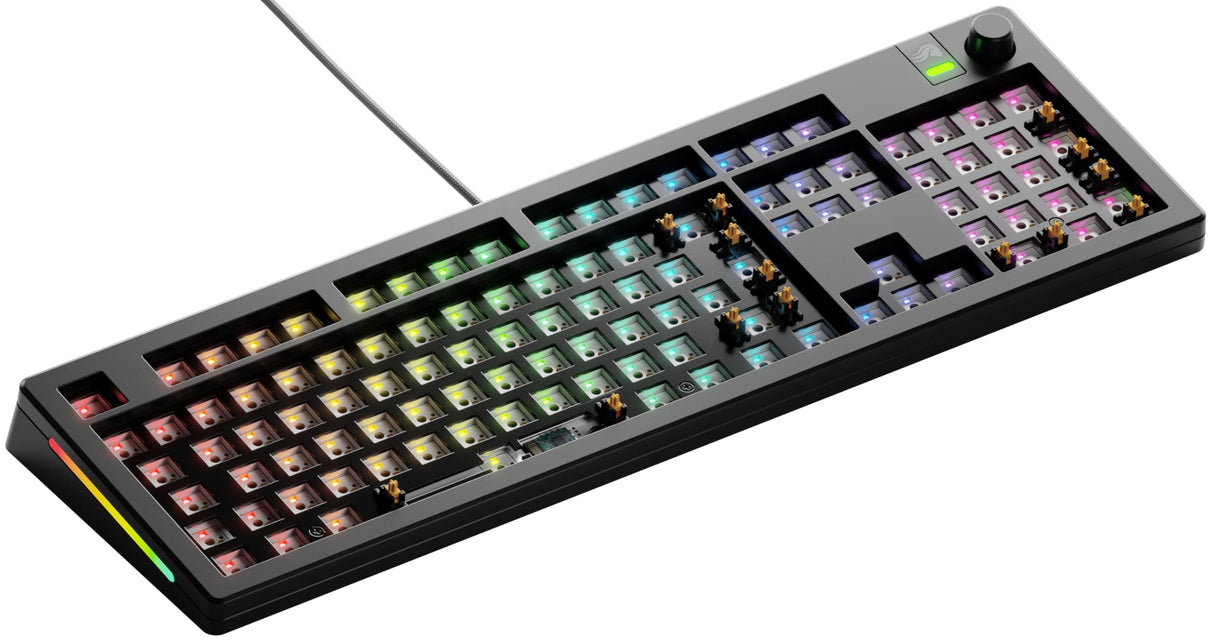 Glorious Gaming GMMK 3 Barebones Kit de Teclado Gaming Personalizado, Teclado mecánico 100%, Juntas modulares, switches Hot Swap 5 Pin MX, Espuma fonoabsorbente, Placa de Aluminio, ISO/UE - Negro