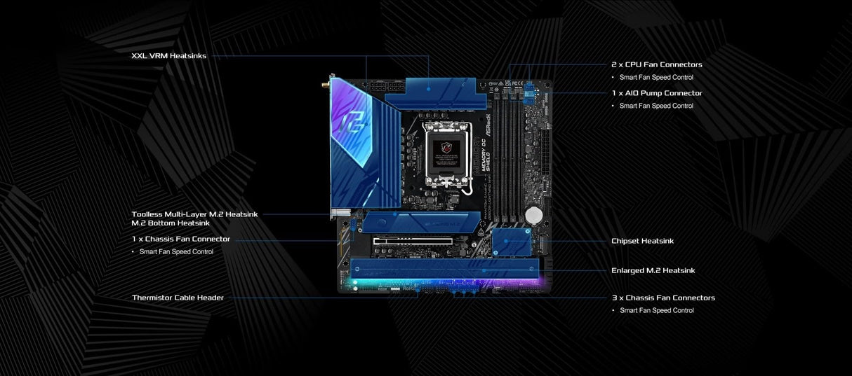 ASRock Phantom Gaming B860M Lightning WiFi 6E Intel Core Ultra B860 LGA1851 DDR5 8933 MHz 256GB M.2 Micro ATX Motherboard Thunderbolt SATA3 6.0 GB/s PCIe 5.0