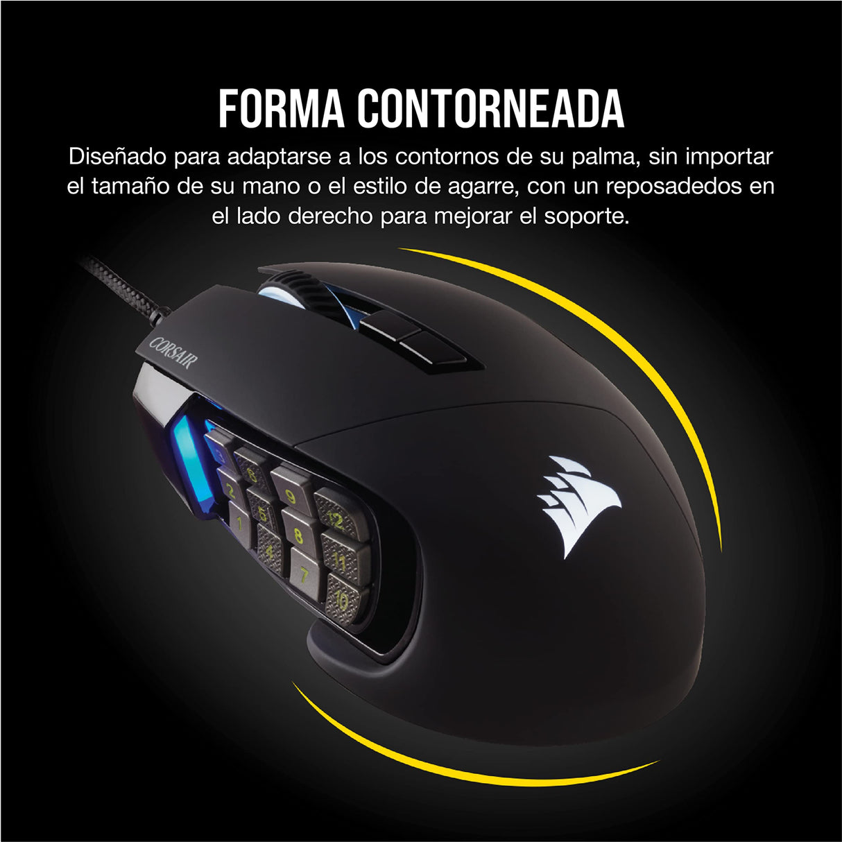 Corsair SCIMITAR RGB ELITE Ratón con Cable para Juegos MOBA/MMO - 18.000 PPP - 17 Botones Programables - Compatible con iCUE - PC, Mac, PS5, PS4, Xbox - Negro