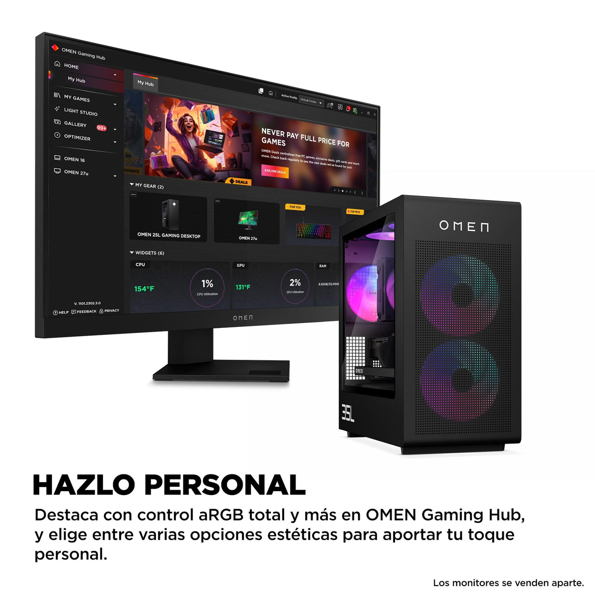 HP Ordenador sobremesa Gaming OMEN GT16-0117ns (Procesador Intel Core Ultra 5 245K, 32GB RAM, 1TB SSD, NVIDIA GeForce RTX 5060 Ti, Freedos)